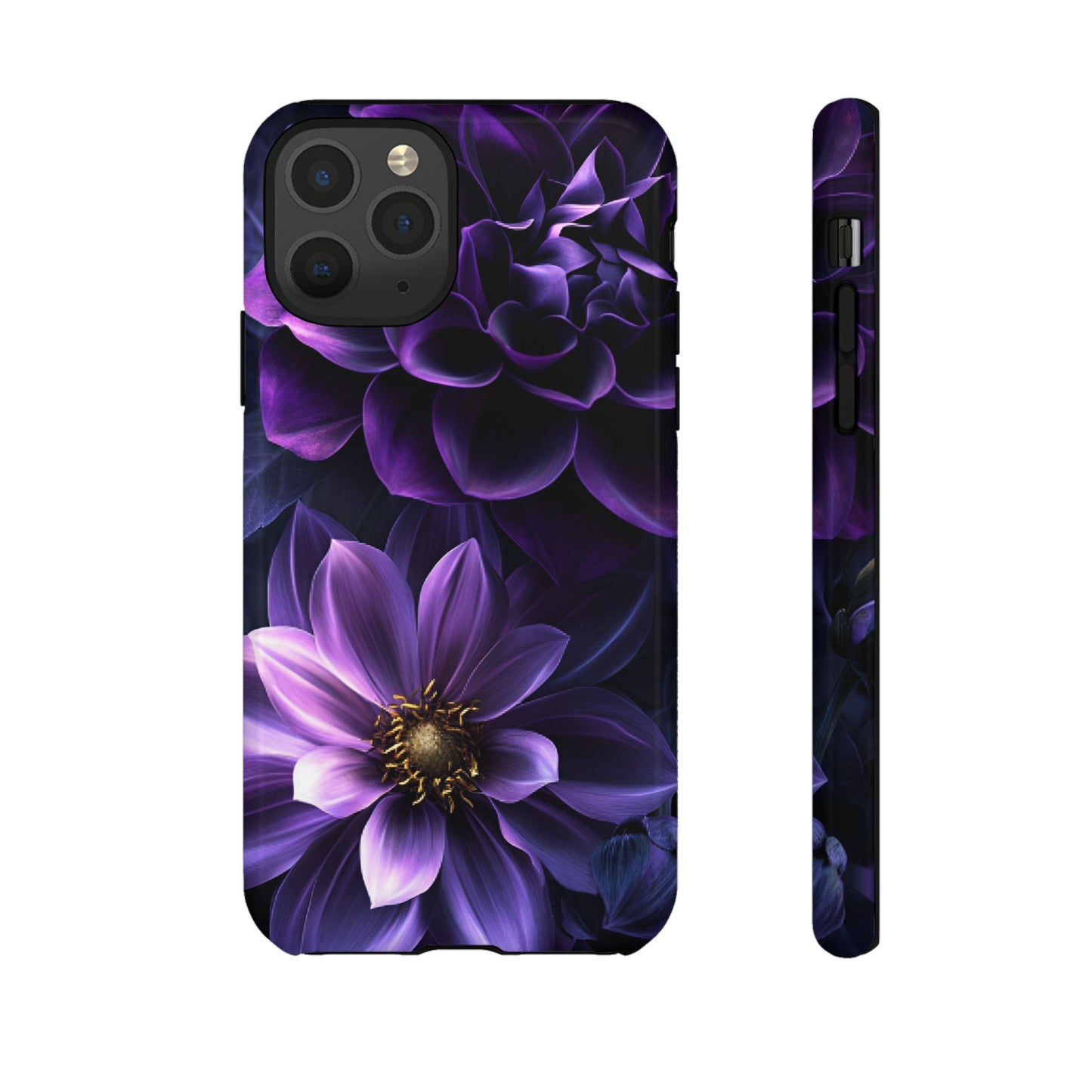 Black and Purple Flowers Phone Case - Dark Gothic Bloom Phone Cases for iPhone 16 15 14 13 12 11, Samsung Galaxy & Google Pixel