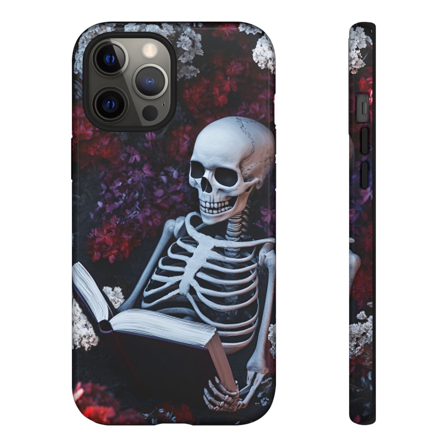 Skeleton Reading Book Phone Case - Bookish Halloween Phone Cases for iPhone 16 15 14 13 12 11, Samsung Galaxy & Google Pixel