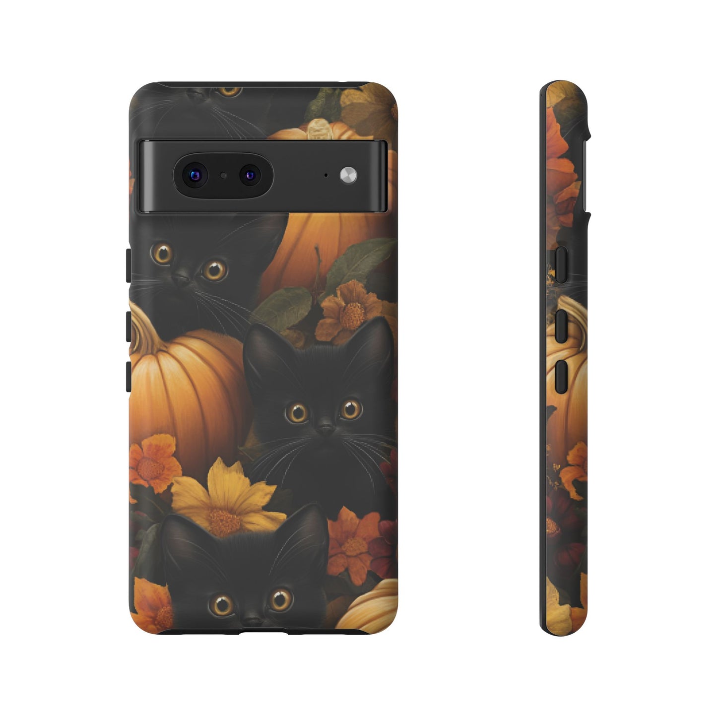 Black Cats and Pumpkins Phone Case - Cute Halloween Phone Cases for iPhone 16 15 14 13 12 11, Samsung Galaxy & Google Pixel