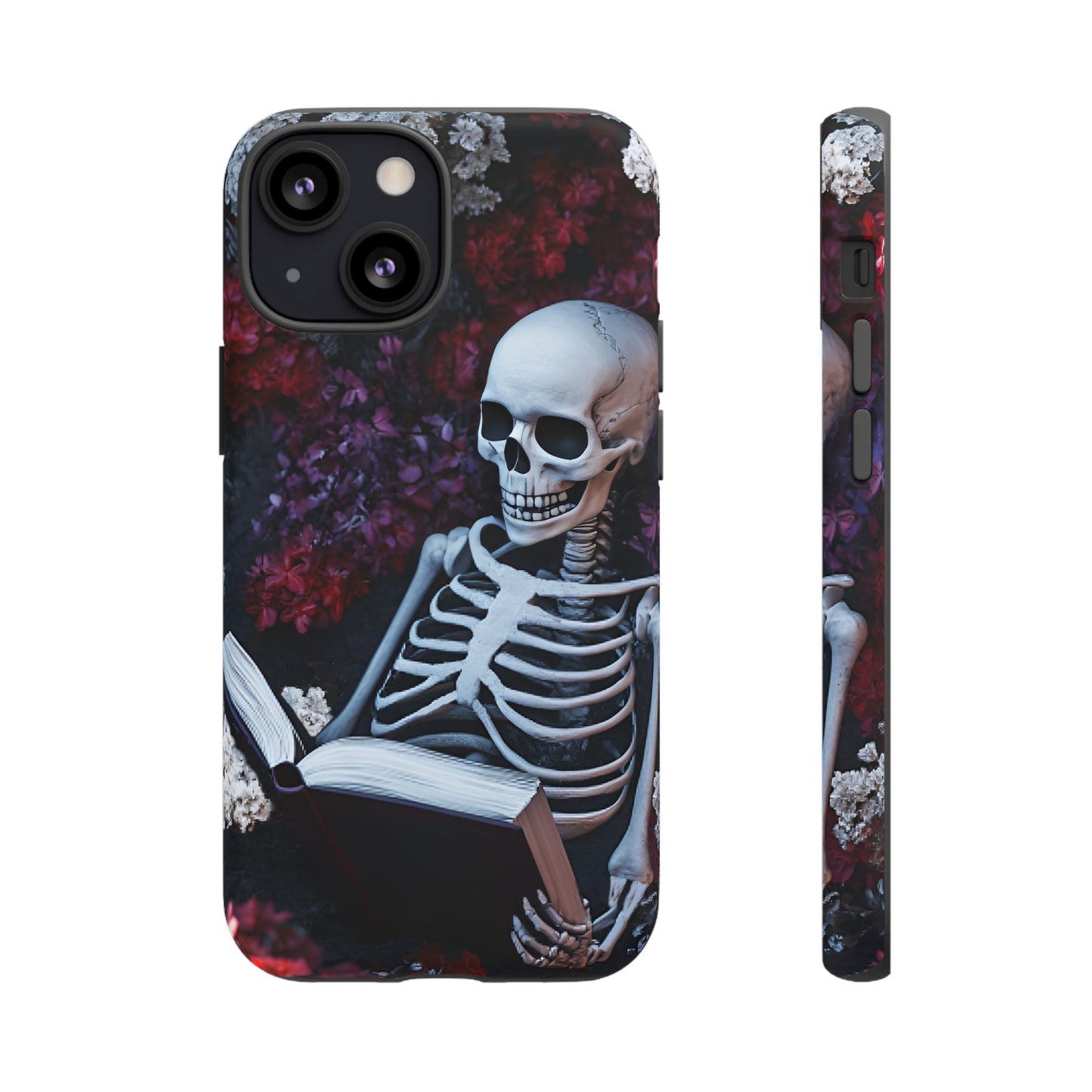 Skeleton Reading Book Phone Case - Bookish Halloween Phone Cases for iPhone 16 15 14 13 12 11, Samsung Galaxy & Google Pixel