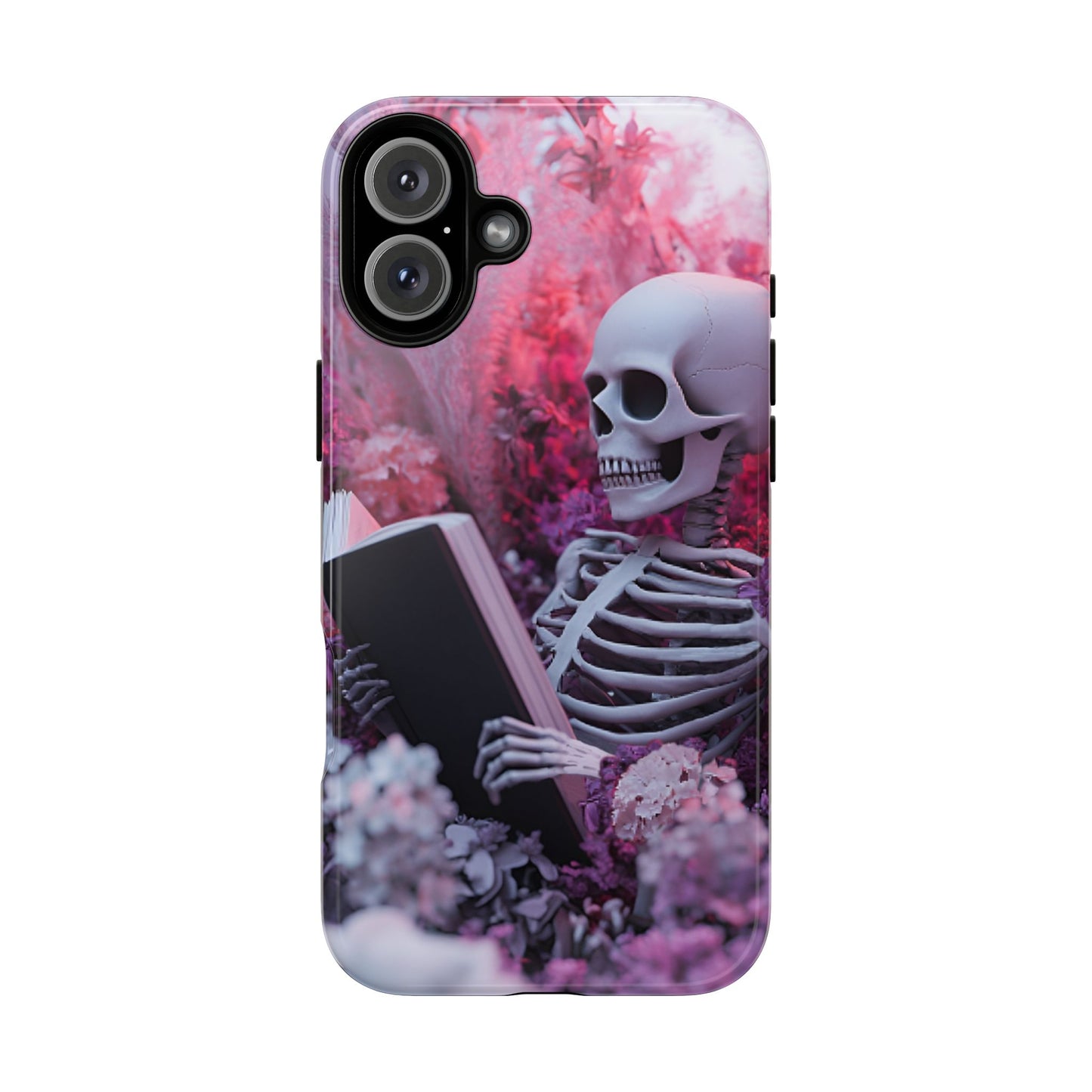 Bookish Skeleton Phone Case - Spooky Floral Halloween Phone Cases - Phone 16 15 14 13 12 11, Samsung Galaxy & Google Pixel Phone Covers