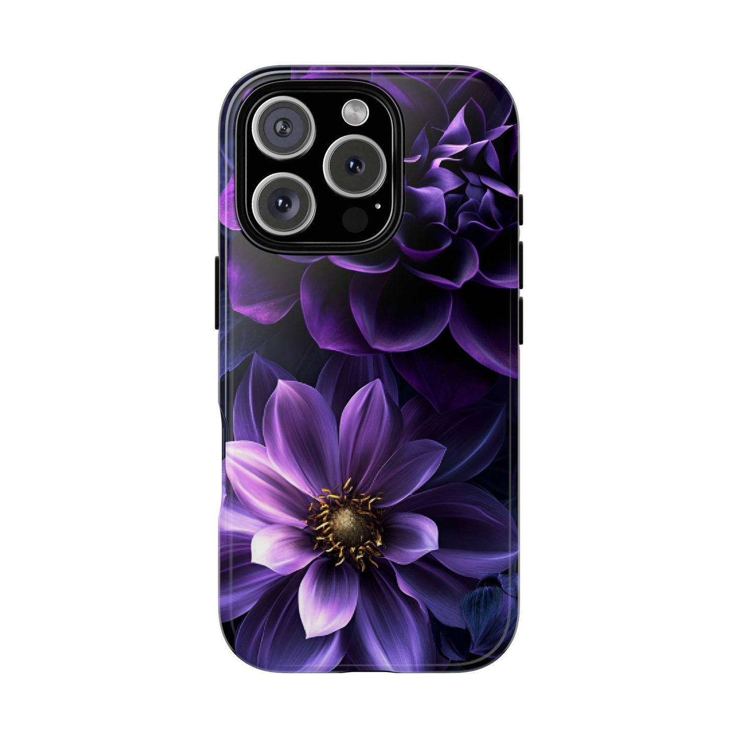 Black and Purple Flowers Phone Case - Dark Gothic Bloom Phone Cases - iPhone 16 15 14 13 12 11, Samsung Galaxy & Google Pixel Phone Covers