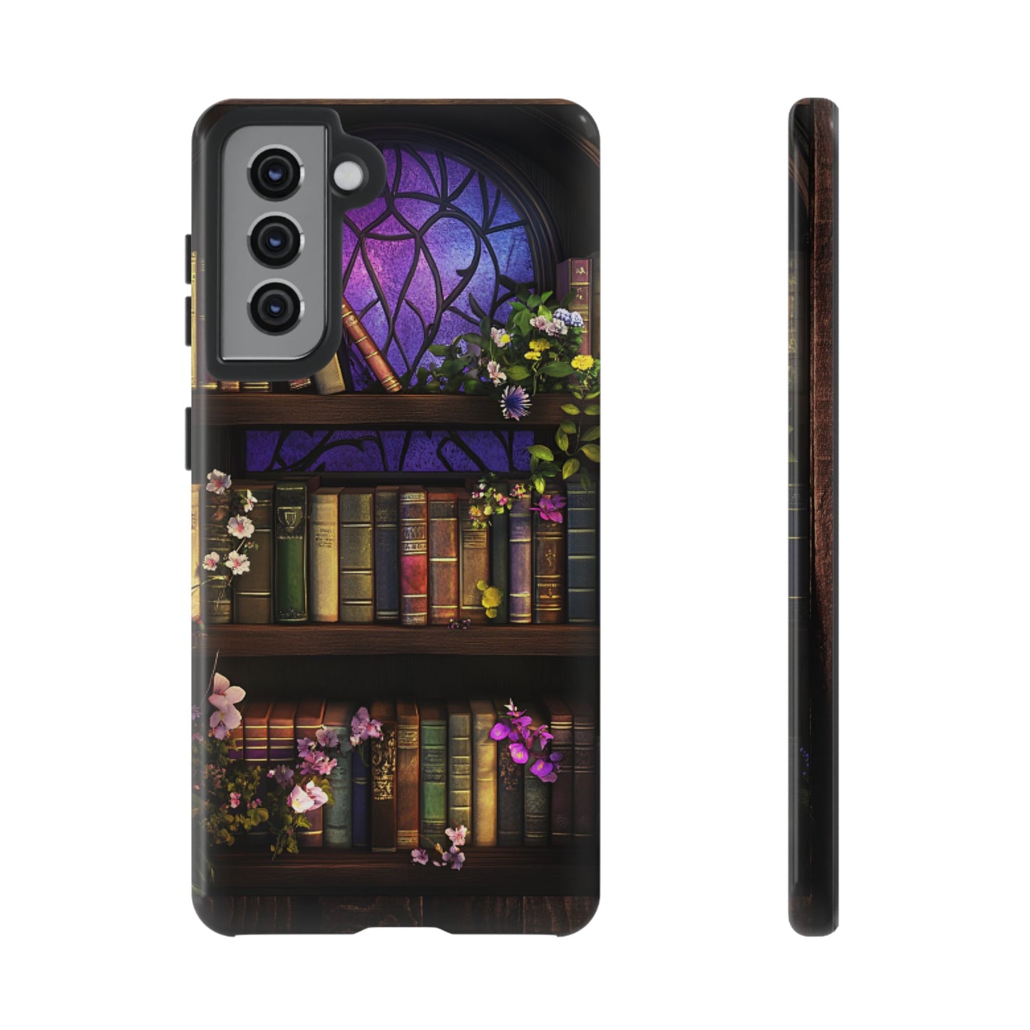 Bookshelf Phone Case - Dark Academia Stained Glass Phone Cases for iPhone 16 15 14 13 12 11, Samsung Galaxy & Google Pixel