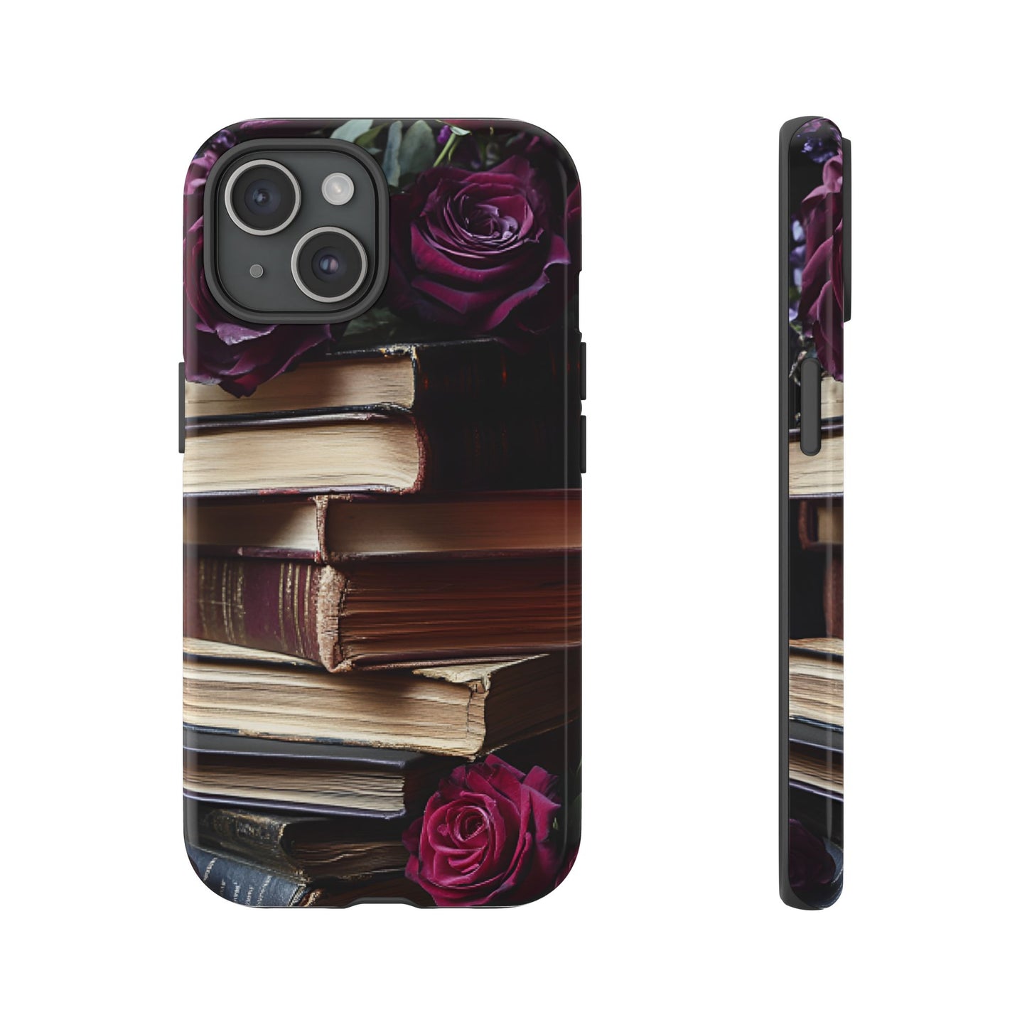 Books and Roses Phone Case - Bookish Dark Academia Phone Cover - iPhone 16 15 14 13 12 11, Samsung Galaxy & Google Pixel Phone Covers