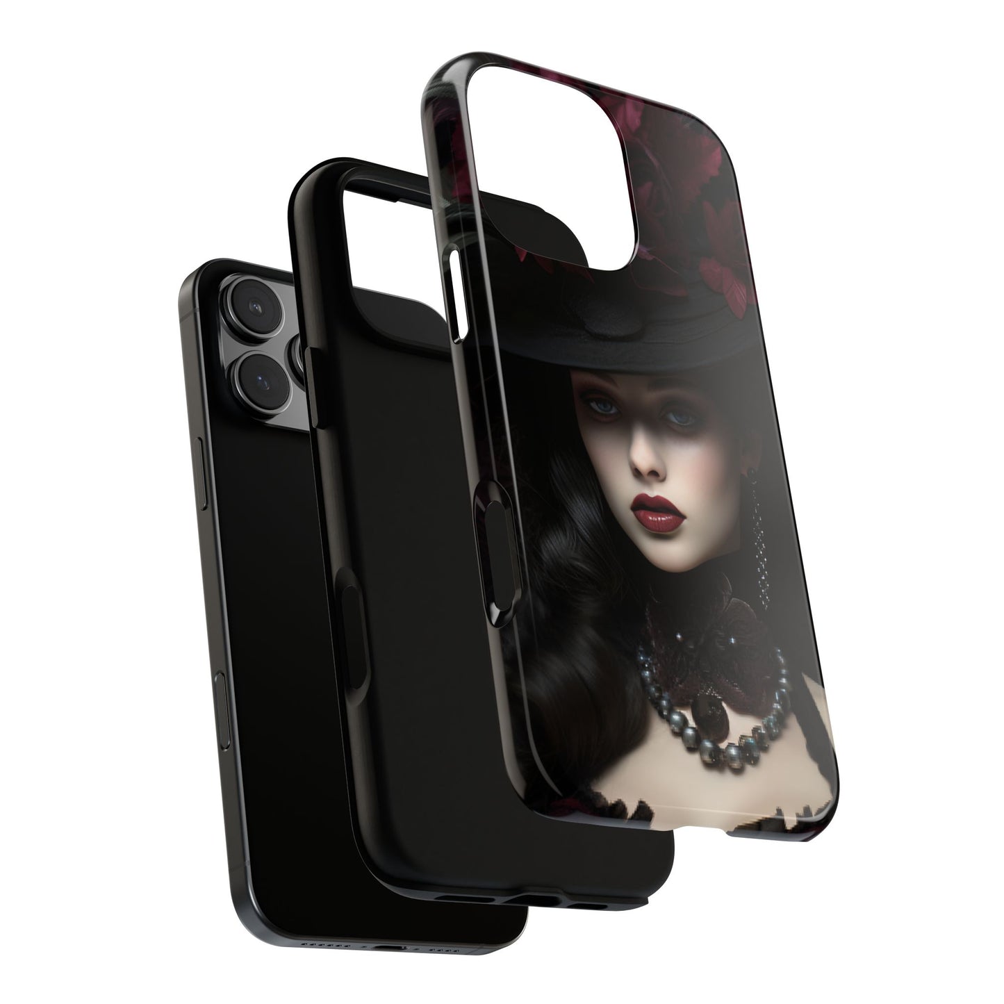 Victorian Goth Phone Case with Vintage Gothic Woman - iPhone 16 15 14 13 12 11, Samsung Galaxy & Google Pixel Phone Covers