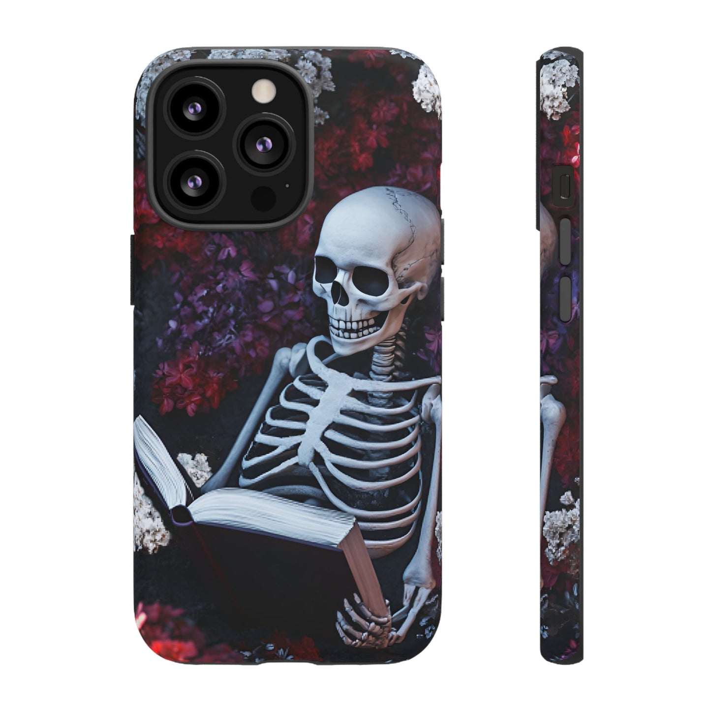 Skeleton Reading Book Phone Case - Bookish Halloween Phone Cases - iPhone 16 15 14 13 12 11, Samsung Galaxy & Google Pixel Phone Covers