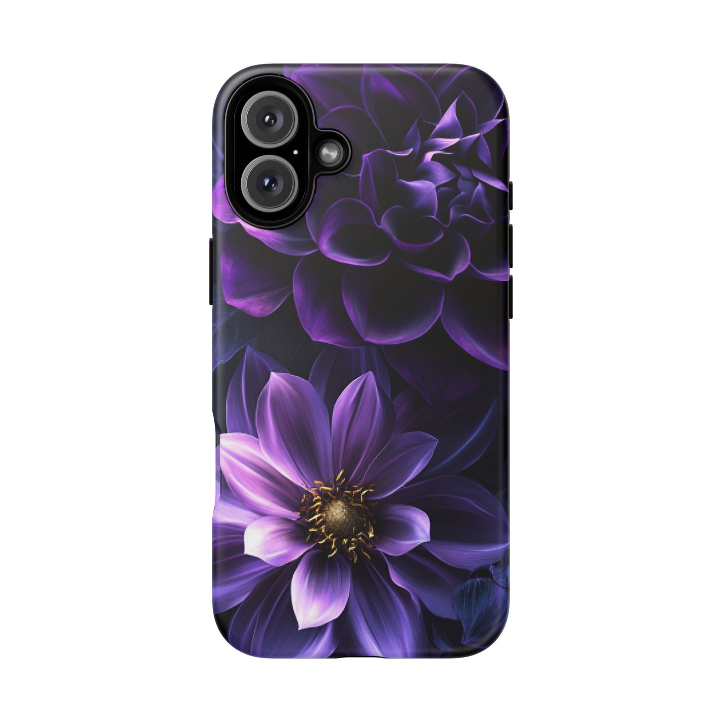 Black and Purple Flowers Phone Case - Dark Gothic Bloom Phone Cases for iPhone 16 15 14 13 12 11, Samsung Galaxy & Google Pixel