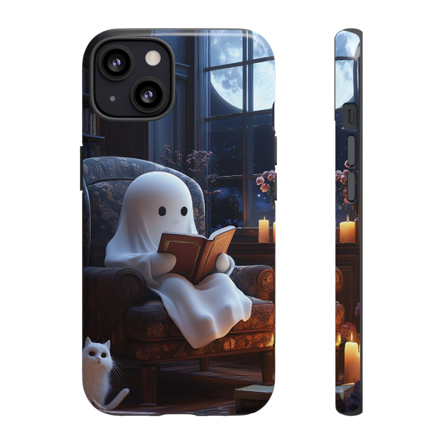 Ghost Reading Book Phone Case - Bookish Halloween Phone Cases - iPhone 16 15 14 13 12 11, Samsung Galaxy & Google Pixel Phone Covers