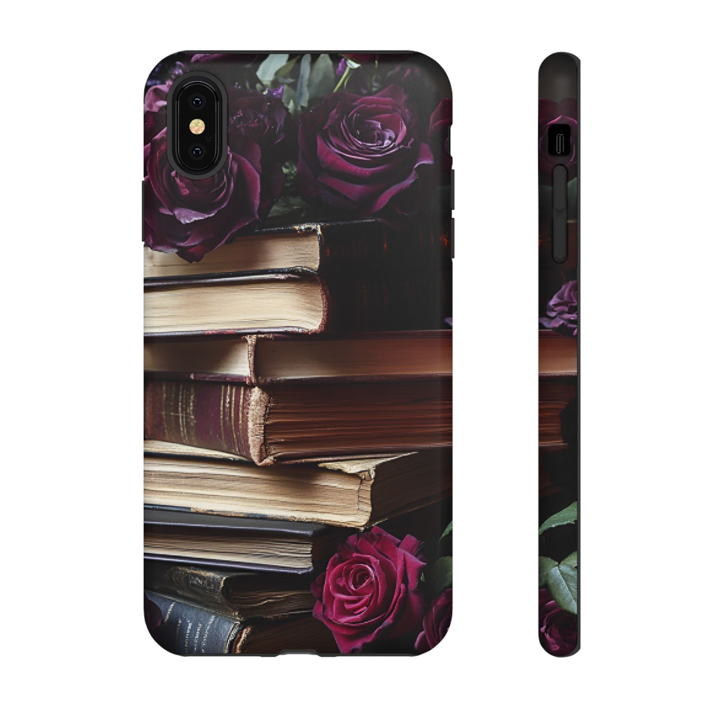 Books and Roses Phone Case - Bookish Dark Academia Phone Cover - iPhone 16 15 14 13 12 11, Samsung Galaxy & Google Pixel Phone Covers - Boo and Bewear