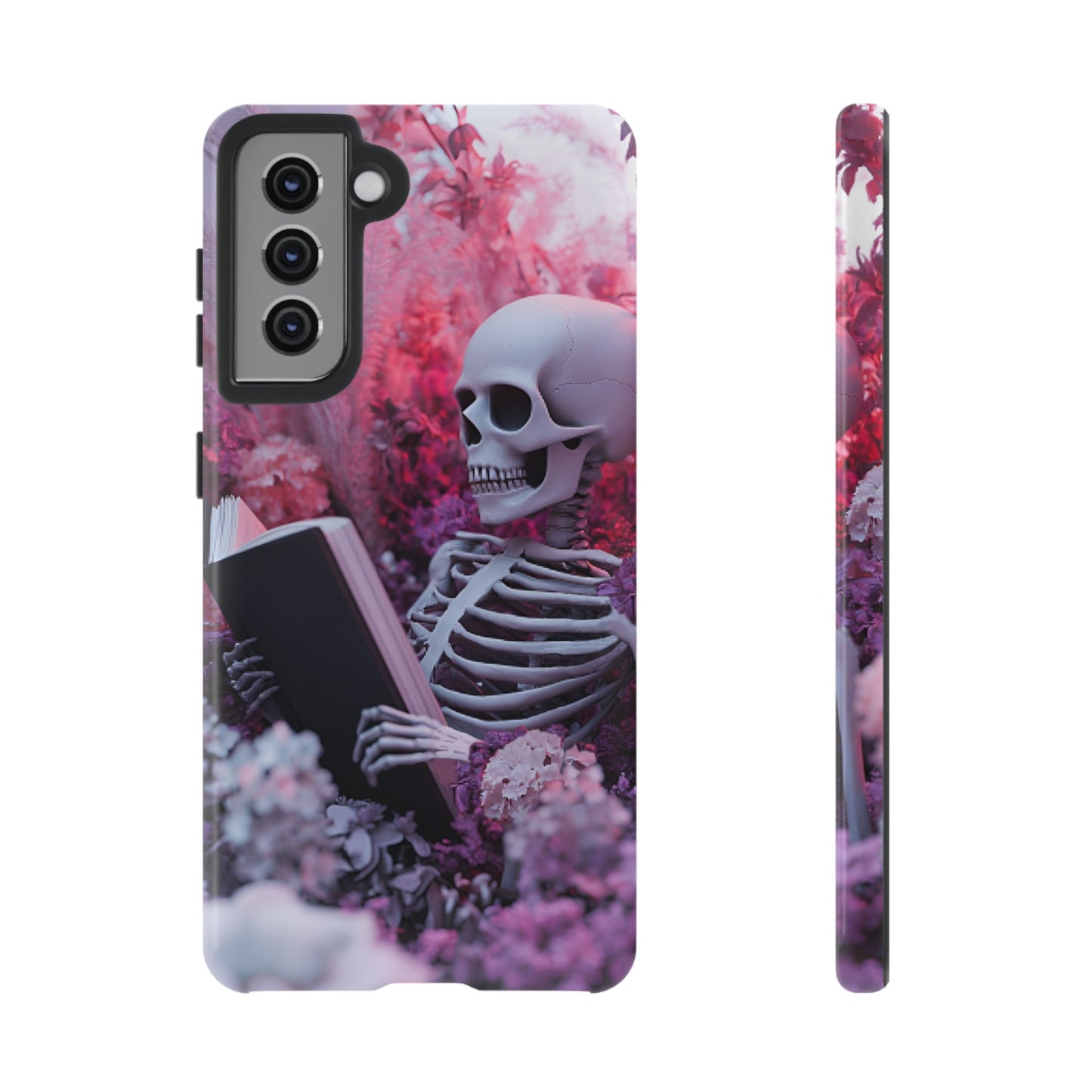 Bookish Skeleton Phone Case - Spooky Floral Halloween Phone Cases for Phone 16 15 14 13 12 11, Samsung Galaxy & Google Pixel