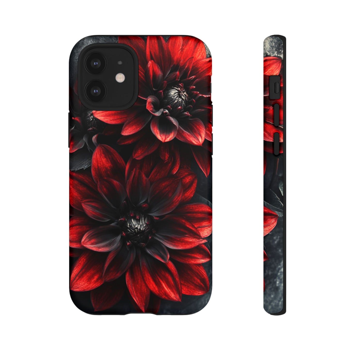 Black and Red Flower Phone Case - Gothic Dark Floral Phone Cases for iPhone 16 15 14 13 12 11, Samsung Galaxy & Google Pixel