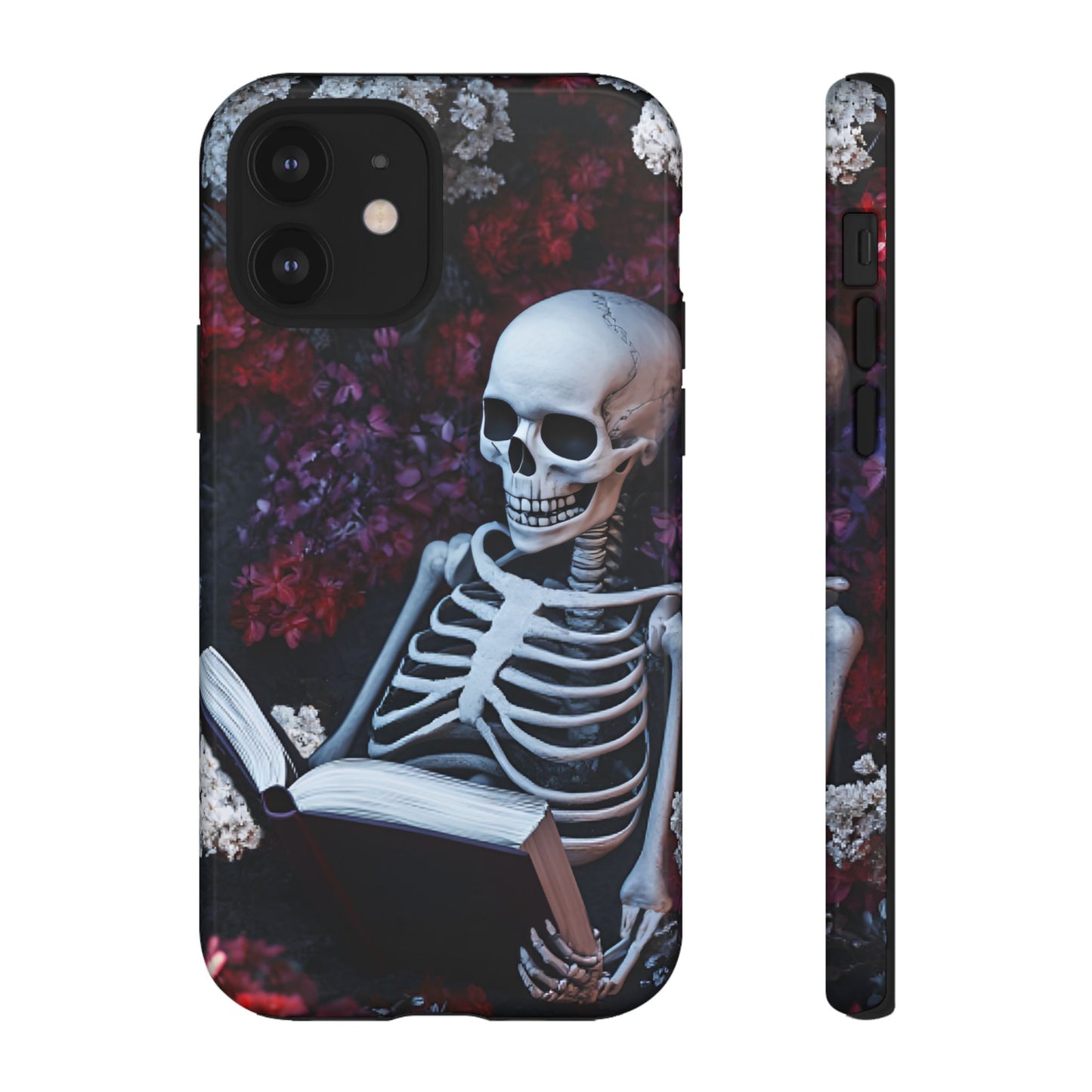 Skeleton Reading Book Phone Case - Bookish Halloween Phone Cases - iPhone 16 15 14 13 12 11, Samsung Galaxy & Google Pixel Phone Covers