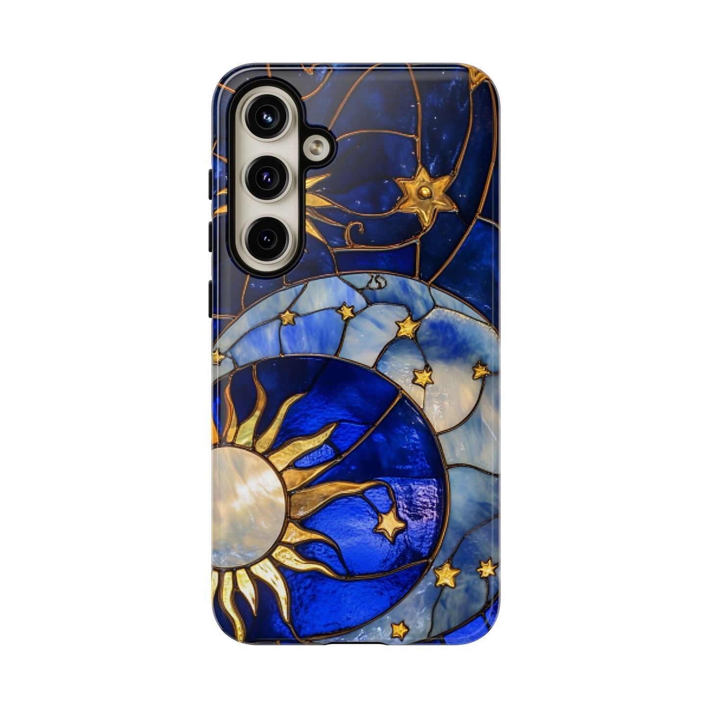 Moon and Sun Stained Glass Phone Case - iPhone 16 15 14 13 12 11, Samsung Galaxy & Google Pixel Phone Covers