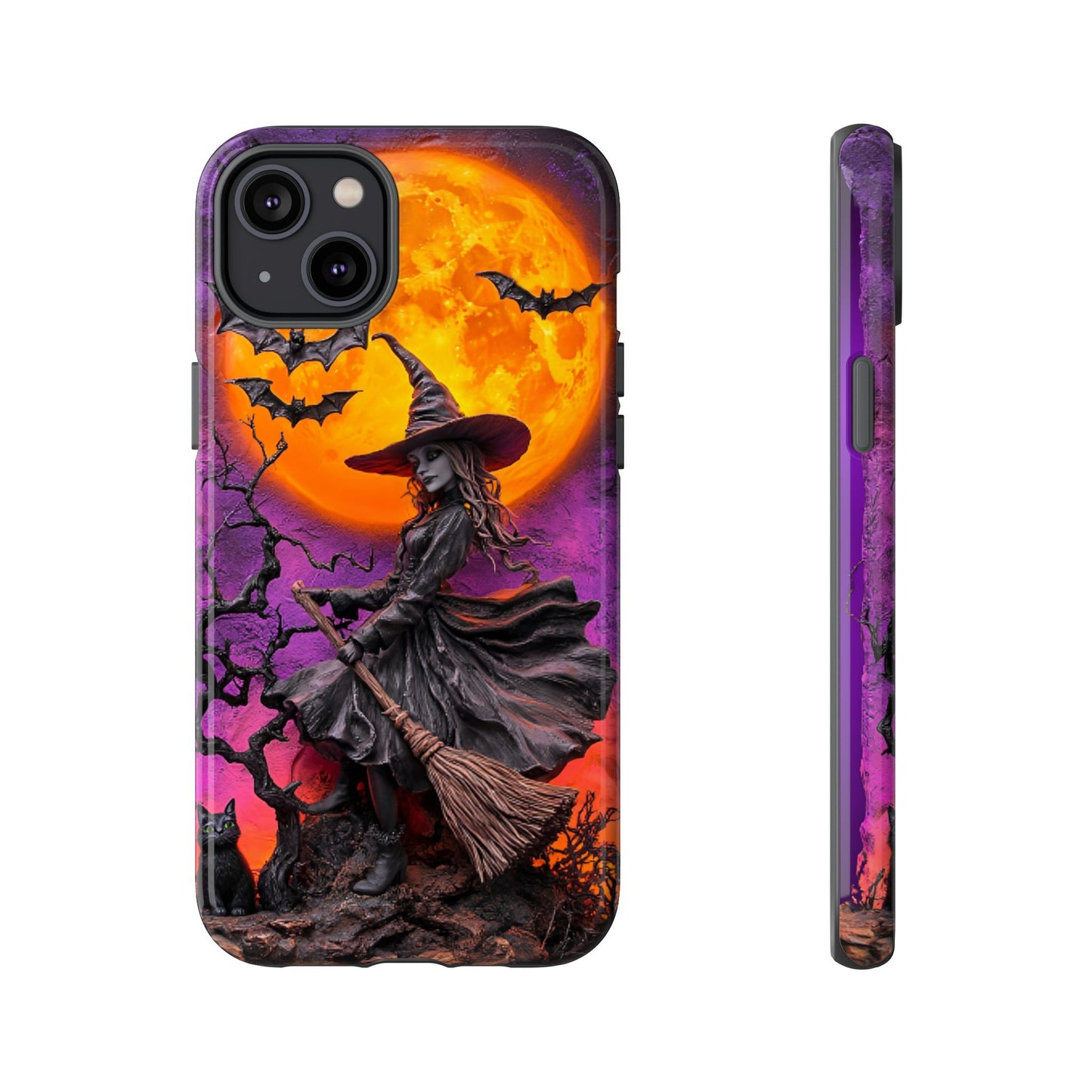 Witch and Bats Phone Case - Witchy Halloween Phone Cases - iPhone 16 15 14 13 12 11, Samsung Galaxy & Google Pixel Phone Covers