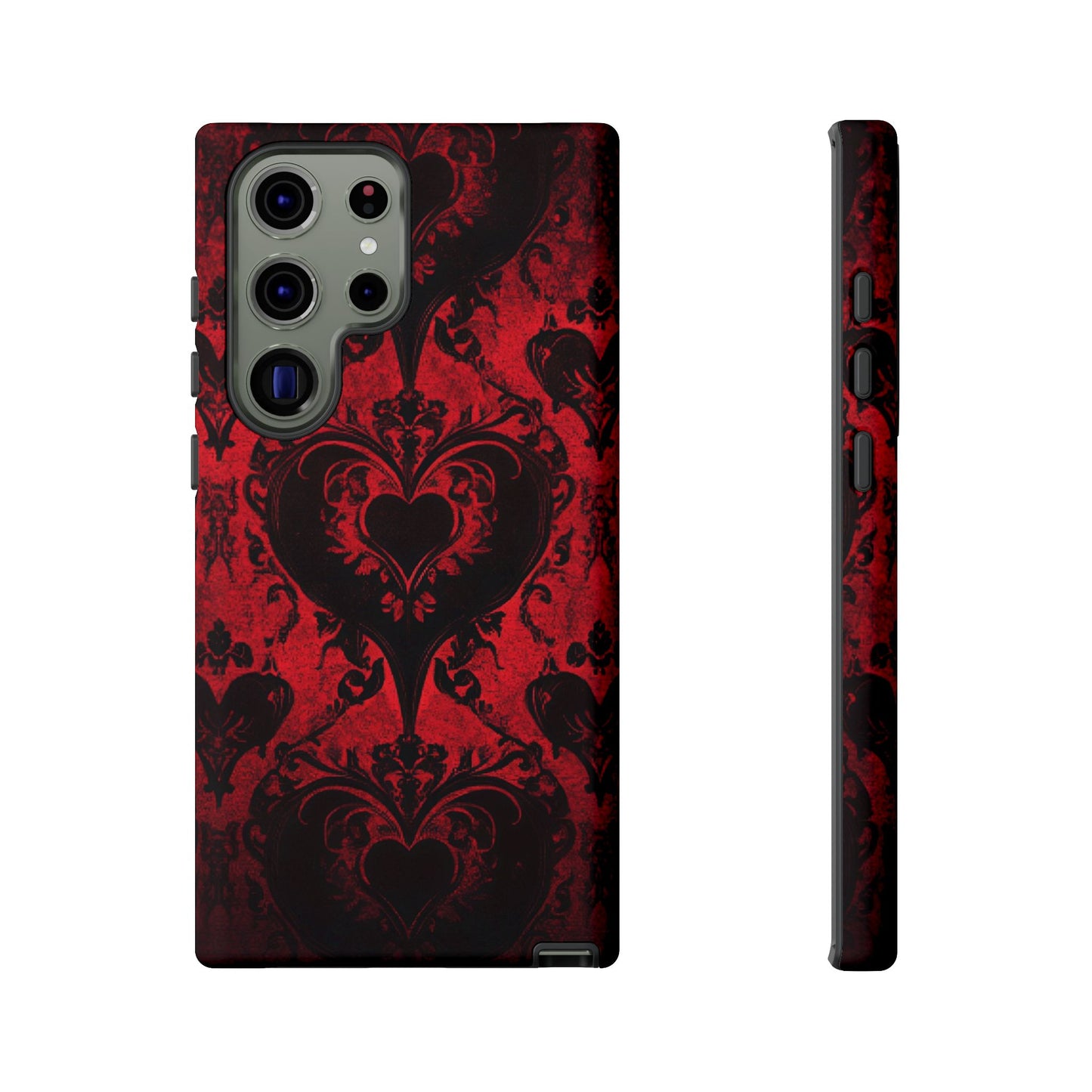 Gothic Dark Romance Phone Case - Black Hearts Phone Cover for iPhone 16 15 14 13 12 11, Samsung Galaxy & Google Pixel