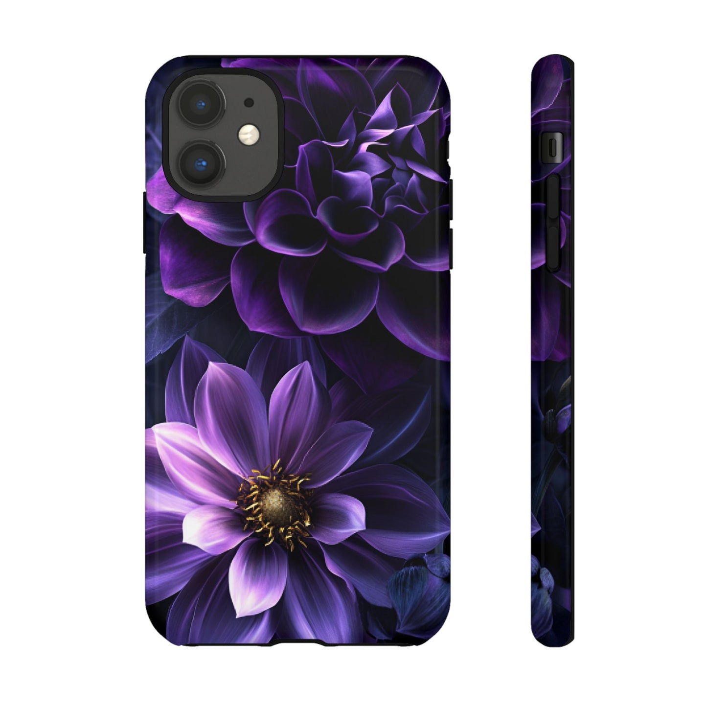 Black and Purple Flowers Phone Case - Dark Gothic Bloom Phone Cases for iPhone 16 15 14 13 12 11, Samsung Galaxy & Google Pixel