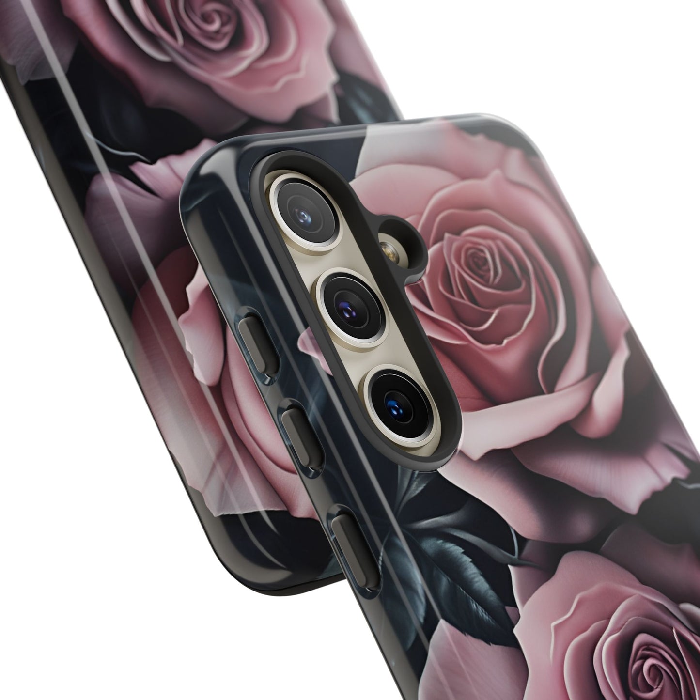 Pastel Goth Roses Phone Case - Gothic Black and Pink Flowers Phone Cases for iPhone 16 15 14 13 12 11, Samsung Galaxy & Google Pixel