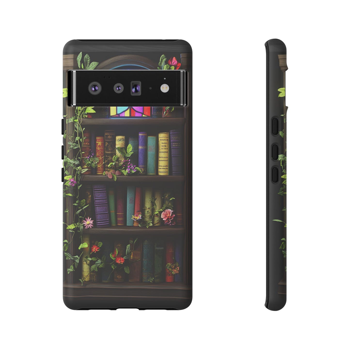 Bookshelf and Stained Glass Window Phone Case - Book Lover Phone Cases - iPhone 16 15 14 13 12 11, Samsung Galaxy & Google Pixel Phone Covers