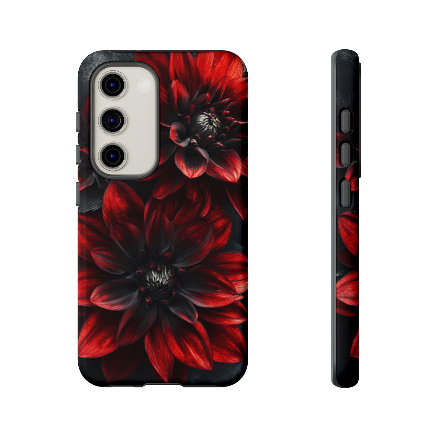 Black and Red Flower Phone Case - Gothic Dark Floral Phone Cases for iPhone 16 15 14 13 12 11, Samsung Galaxy & Google Pixel