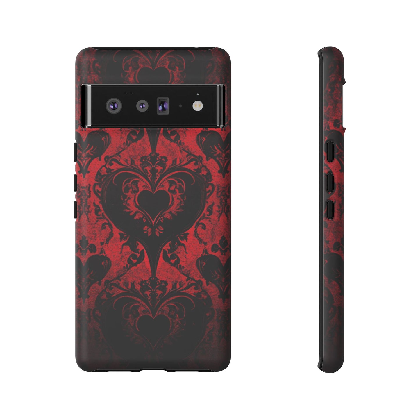 Gothic Dark Romance Phone Case - Black Hearts Phone Cover - iPhone 16 15 14 13 12 11, Samsung Galaxy & Google Pixel Phone Covers