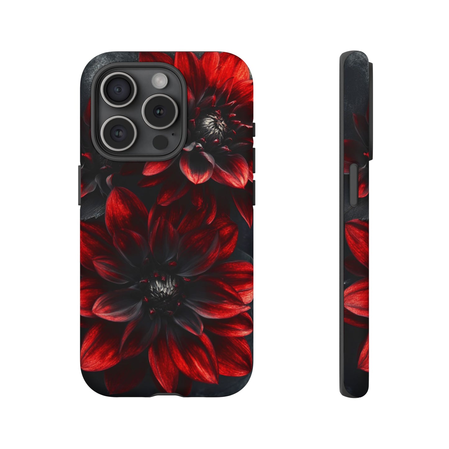 Black and Red Flower Phone Case - Gothic Dark Floral Phone Cases for iPhone 16 15 14 13 12 11, Samsung Galaxy & Google Pixel