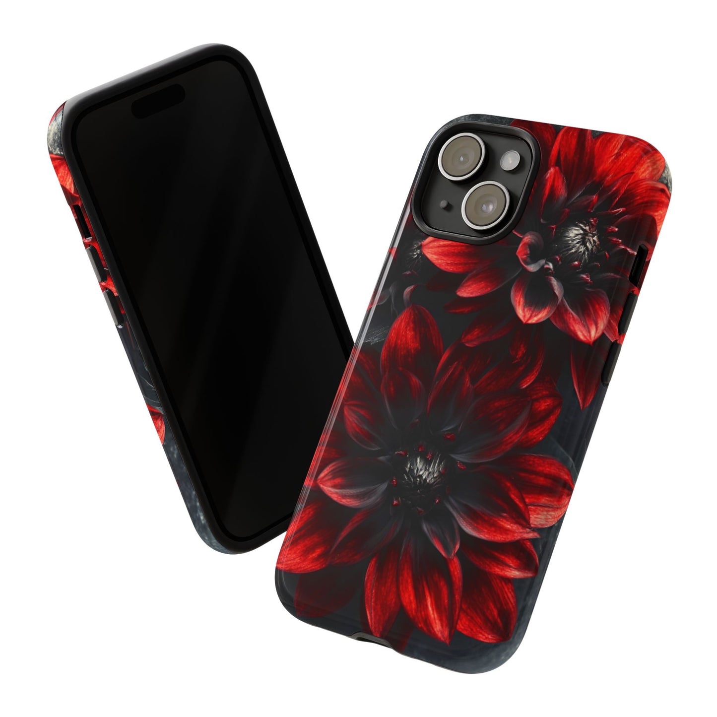 Black and Red Flower Phone Case - Gothic Dark Floral Phone Cases - iPhone 16 15 14 13 12 11, Samsung Galaxy & Google Pixel Phone Covers