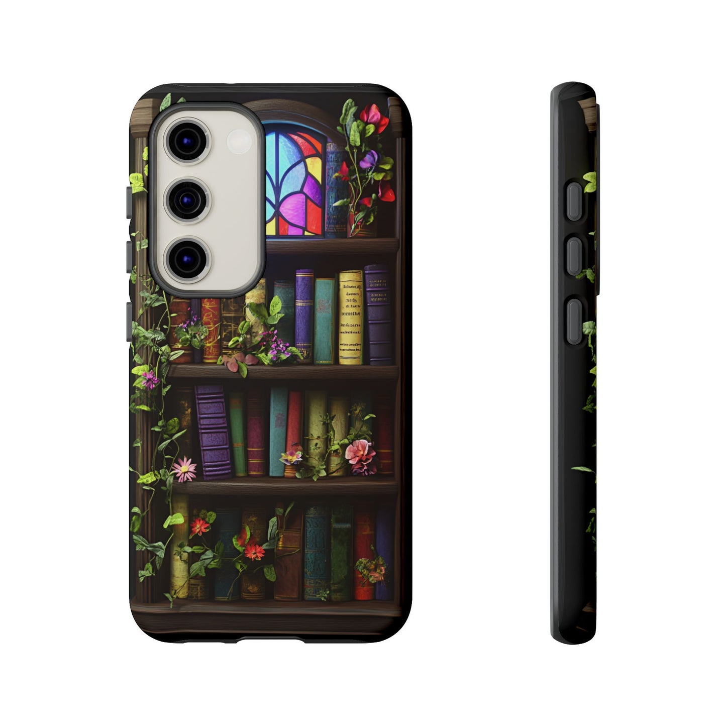 Bookshelf and Stained Glass Window Phone Case - Book Lover Phone Cases - iPhone 16 15 14 13 12 11, Samsung Galaxy & Google Pixel Phone Covers