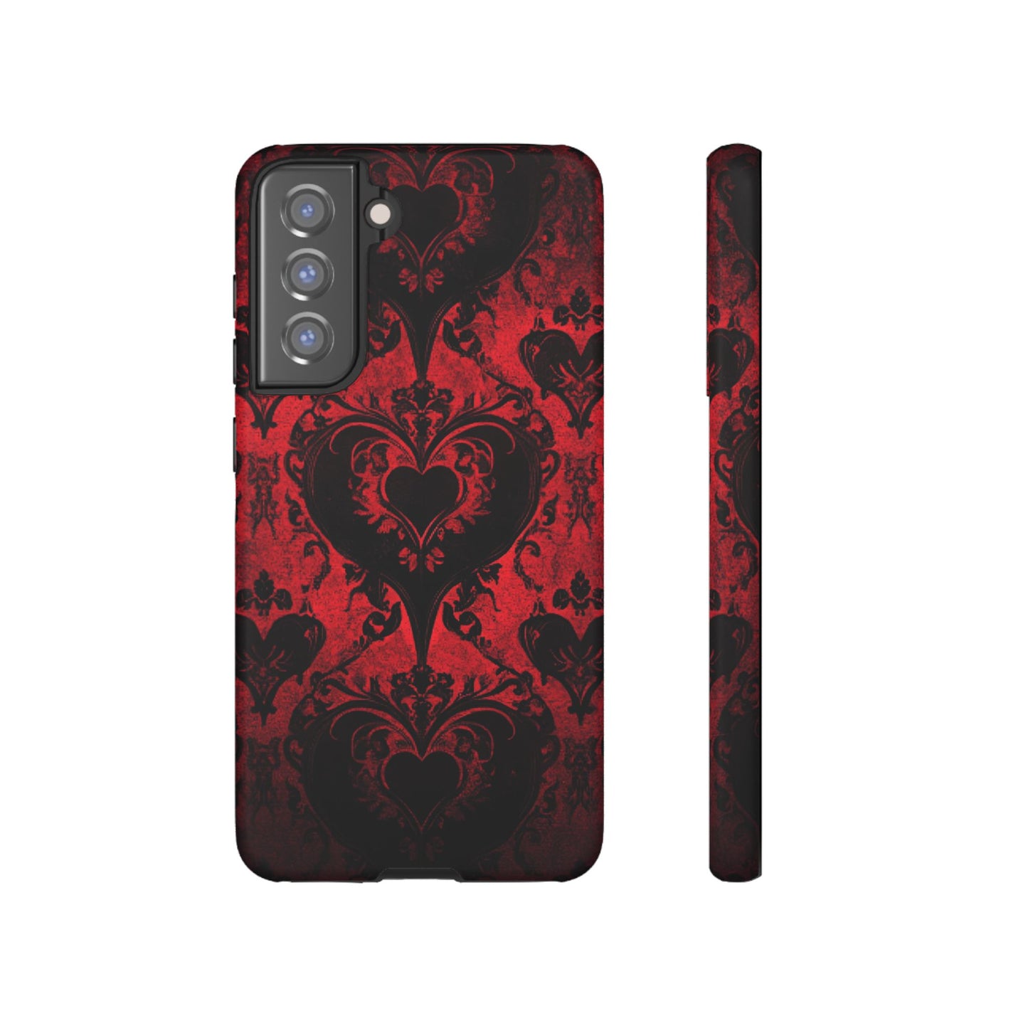 Gothic Dark Romance Phone Case - Black Hearts Phone Cover - iPhone 16 15 14 13 12 11, Samsung Galaxy & Google Pixel Phone Covers