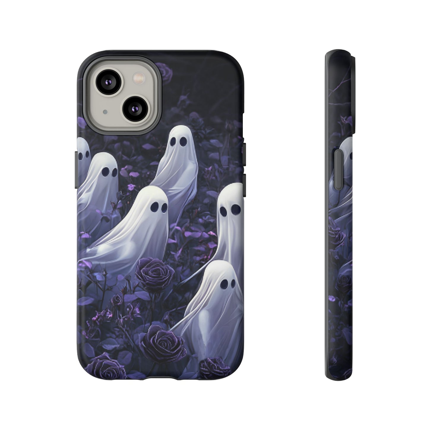 Halloween Phone Case - Ghosts in Purple Rose Garden - iPhone 16 15 14 13 12 11, Samsung Galaxy & Google Pixel Phone Covers