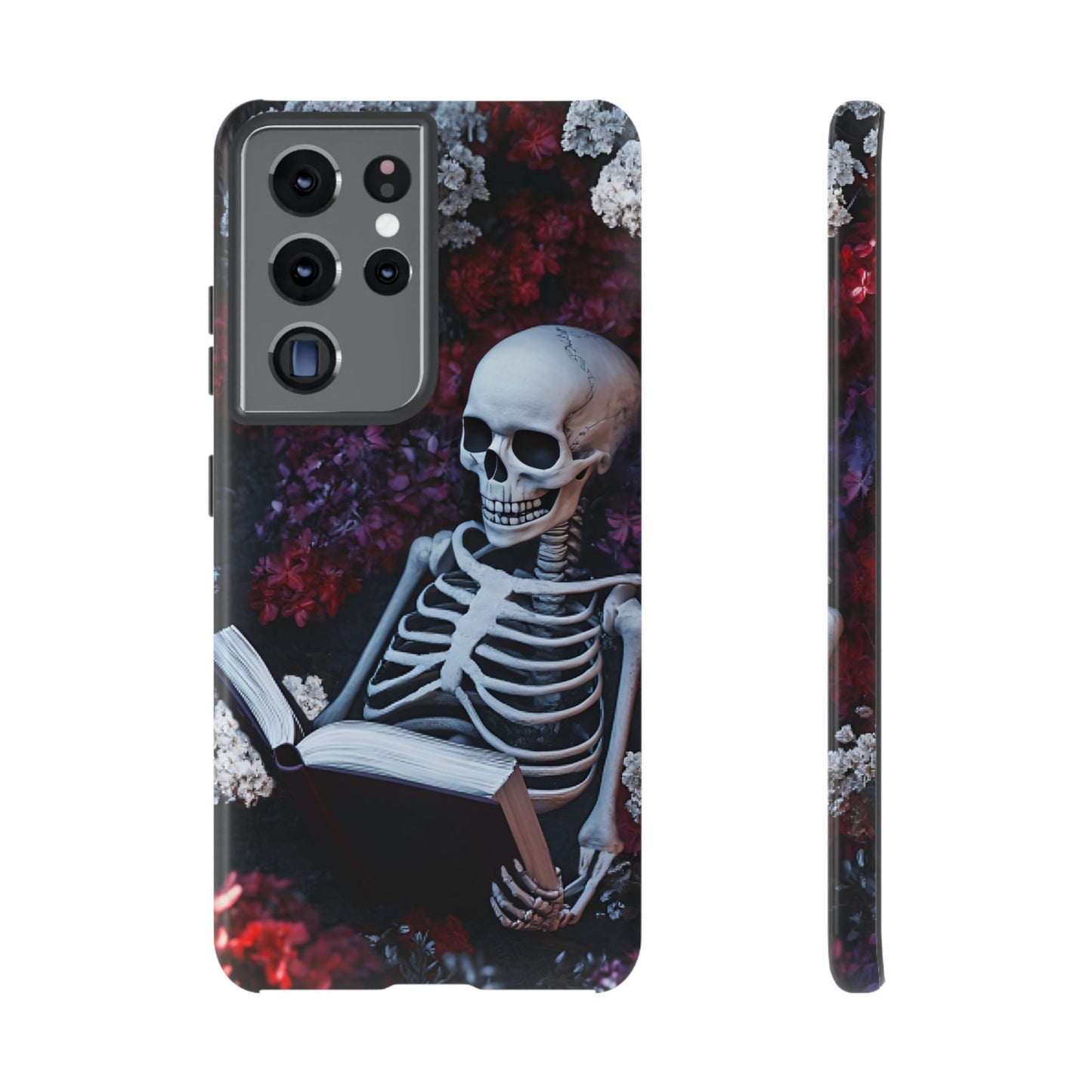 Skeleton Reading Book Phone Case - Bookish Halloween Phone Cases for iPhone 16 15 14 13 12 11, Samsung Galaxy & Google Pixel