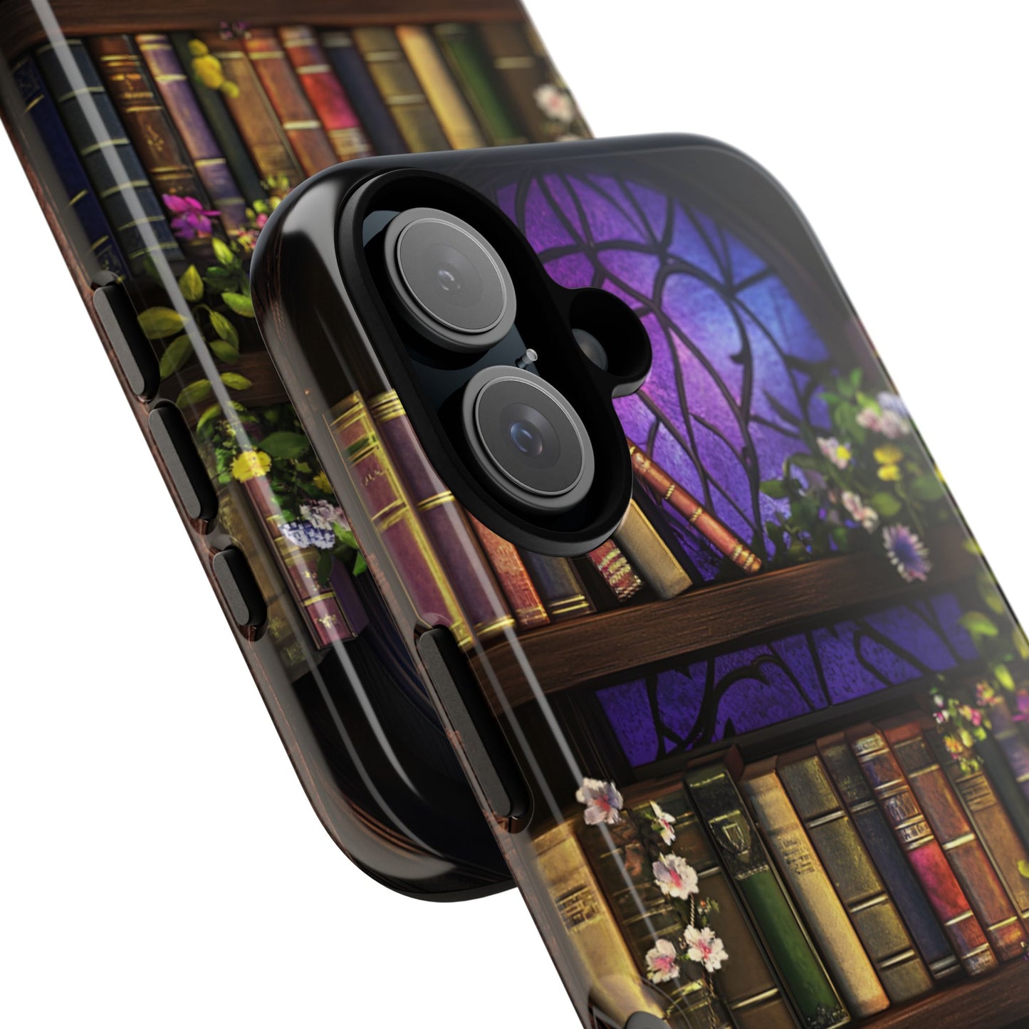 Bookshelf Phone Case - Dark Academia Stained Glass Phone Cases for iPhone 16 15 14 13 12 11, Samsung Galaxy & Google Pixel