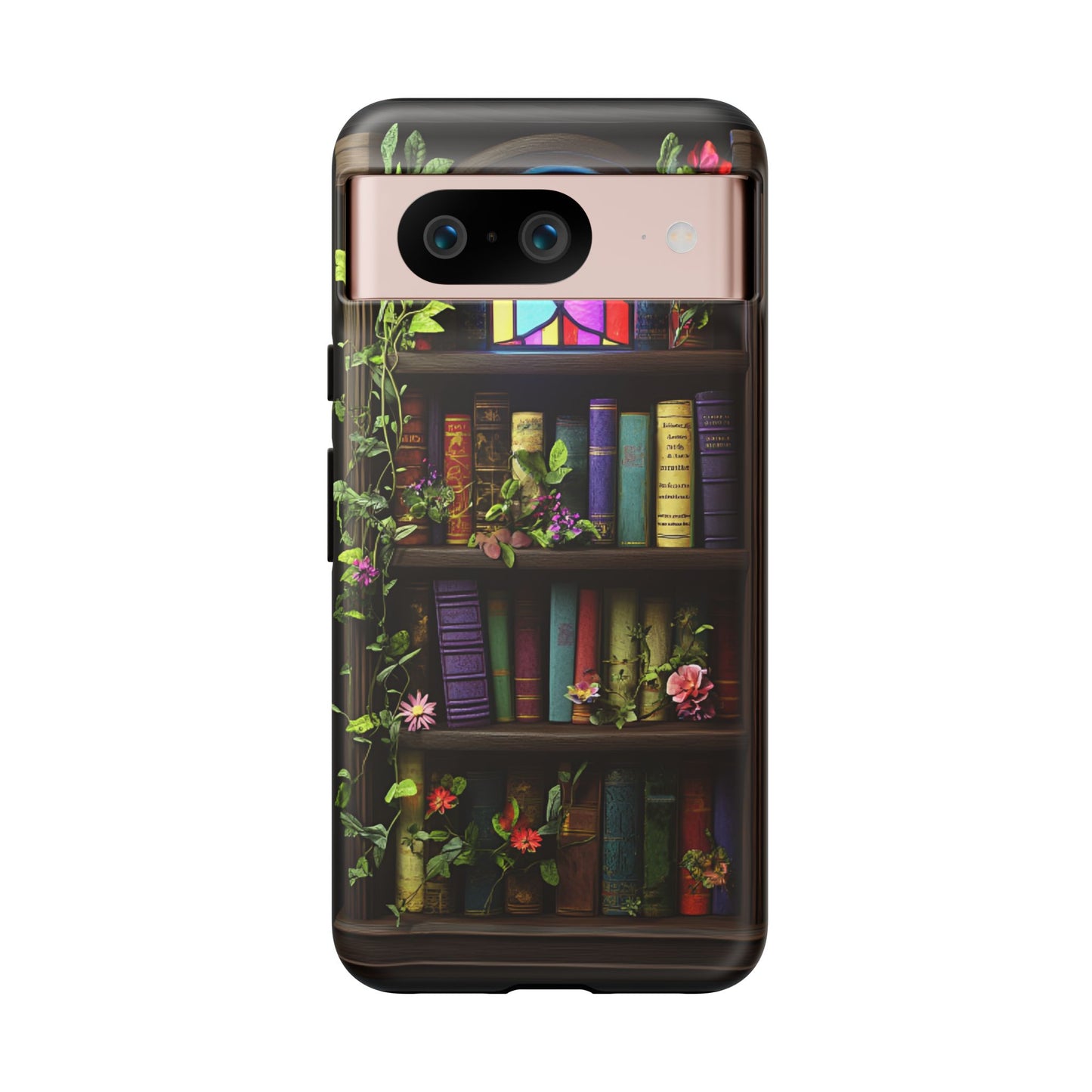 Bookshelf and Stained Glass Window Phone Case - Book Lover Phone Cases - iPhone 16 15 14 13 12 11, Samsung Galaxy & Google Pixel Phone Covers