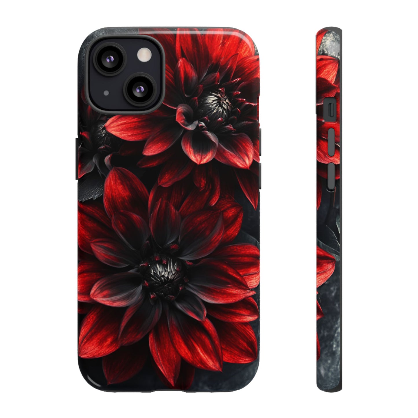 Black and Red Flower Phone Case - Gothic Dark Floral Phone Cases - iPhone 16 15 14 13 12 11, Samsung Galaxy & Google Pixel Phone Covers - Boo and Bewear