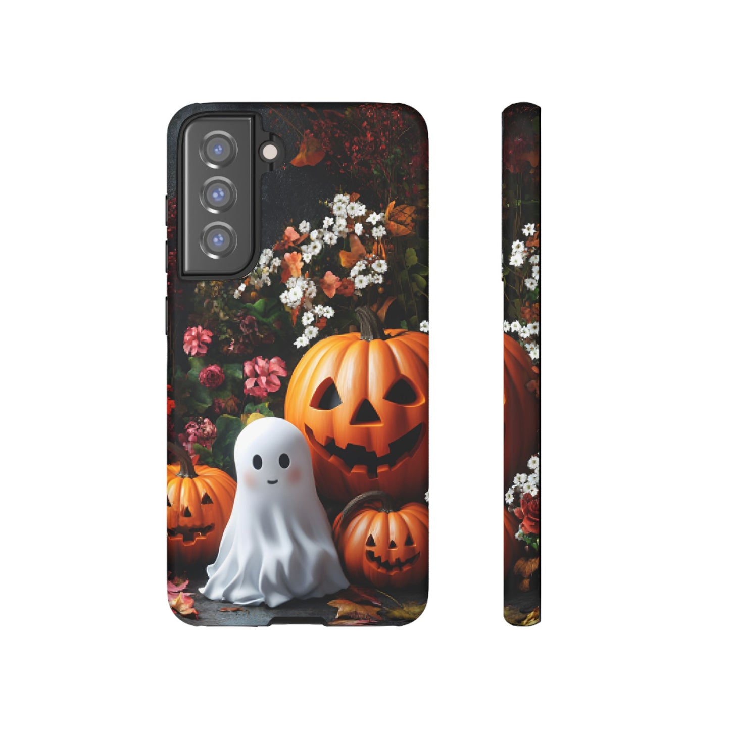 Halloween Phone Case with Cute Ghost and Pumpkins for iPhone 16 15 14 13 12 11, Samsung Galaxy & Google Pixel