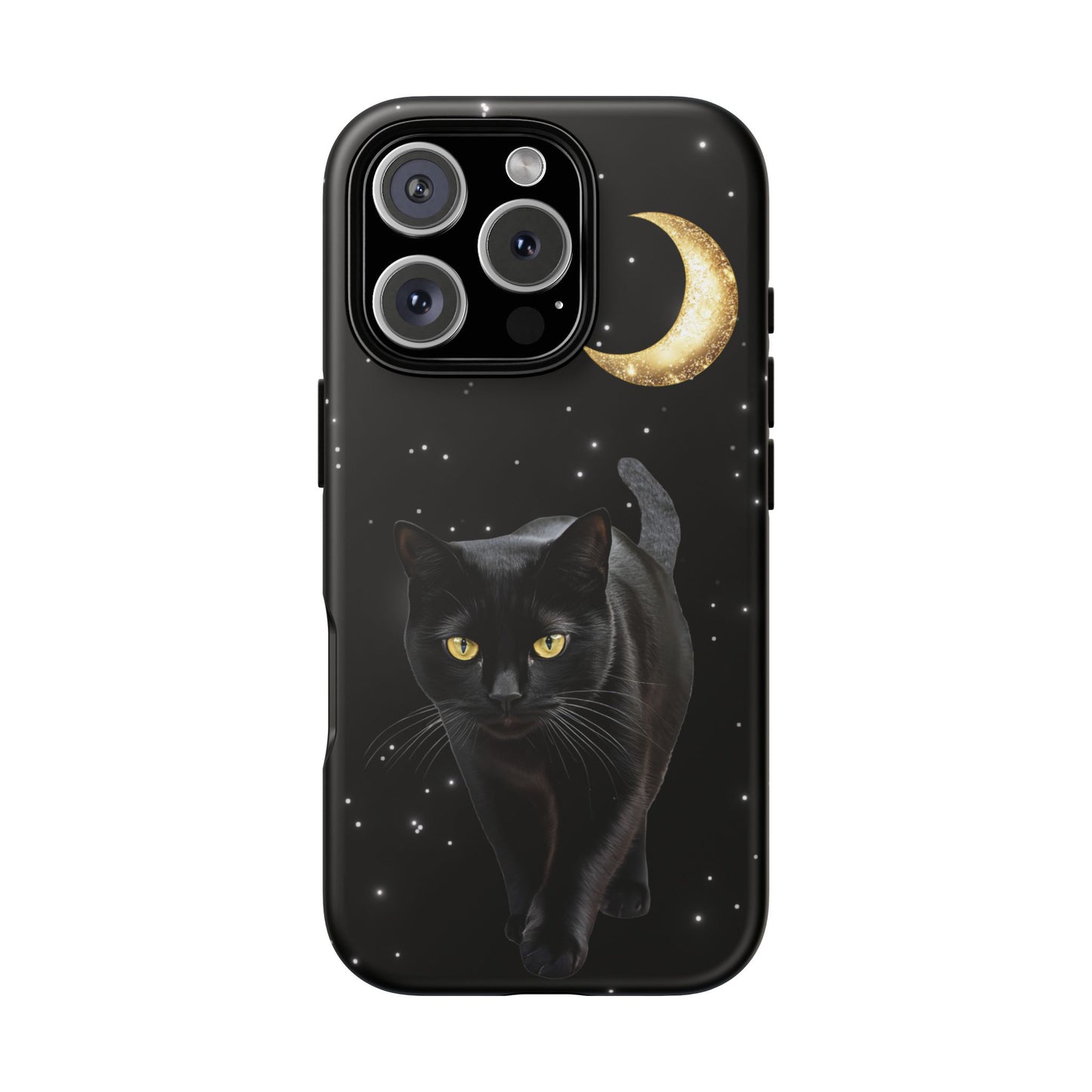 Black Cat and Moon Phone Case - Celestial Cat Lover Phone Cases for iPhone 16 15 14 13 12 11, Samsung Galaxy & Google Pixel