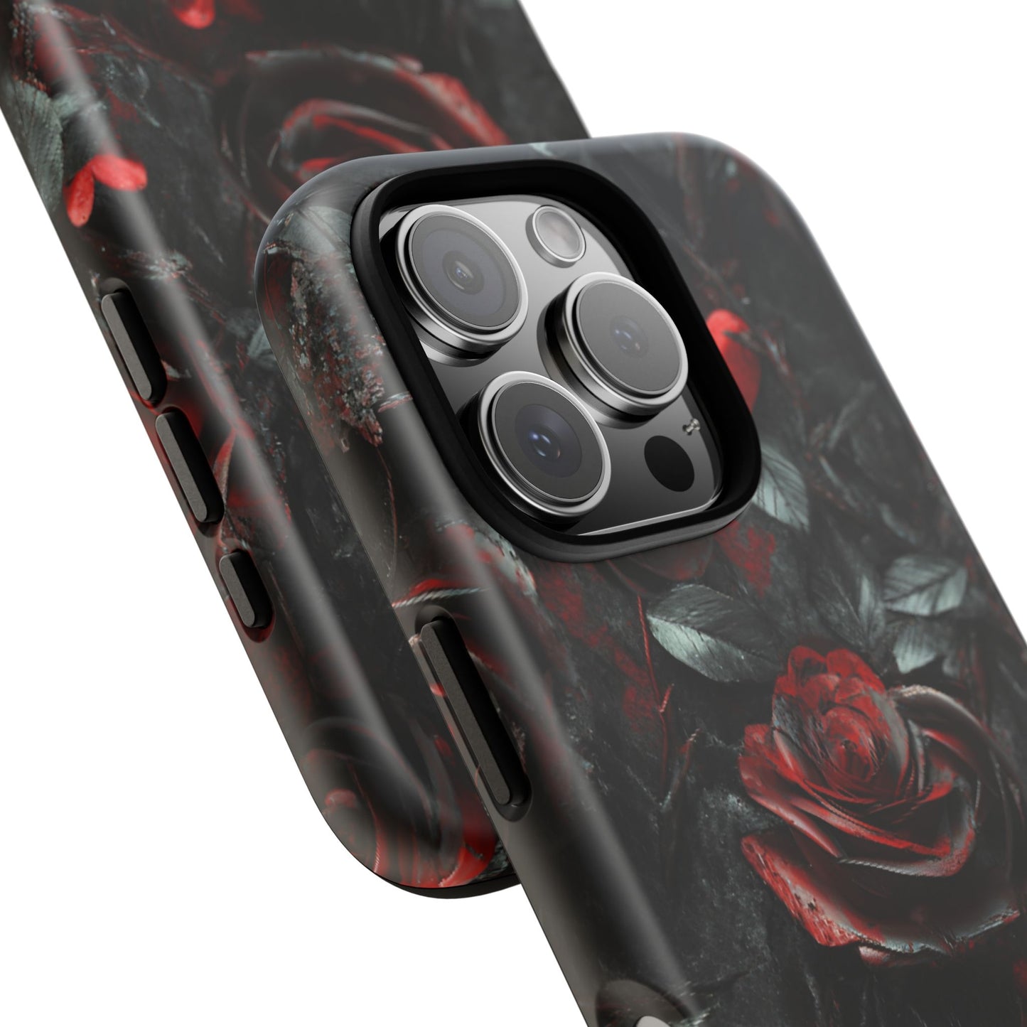 Gothic Valentine Phone Case - Dark Romance Roses and Hearts for iPhone 16 15 14 13 12 11, Samsung Galaxy & Google Pixel