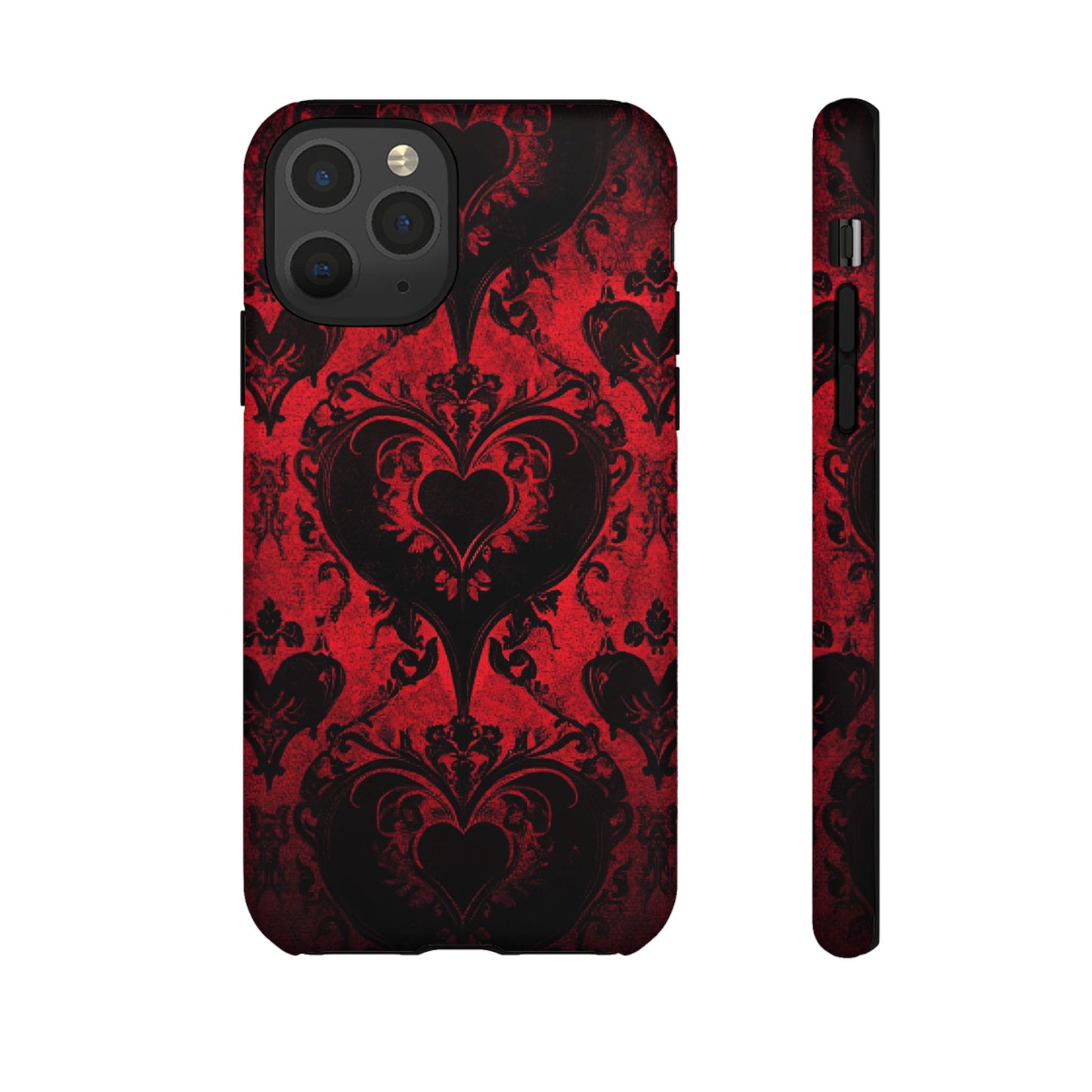 Gothic Dark Romance Phone Case - Black Hearts Phone Cover - iPhone 16 15 14 13 12 11, Samsung Galaxy & Google Pixel Phone Covers