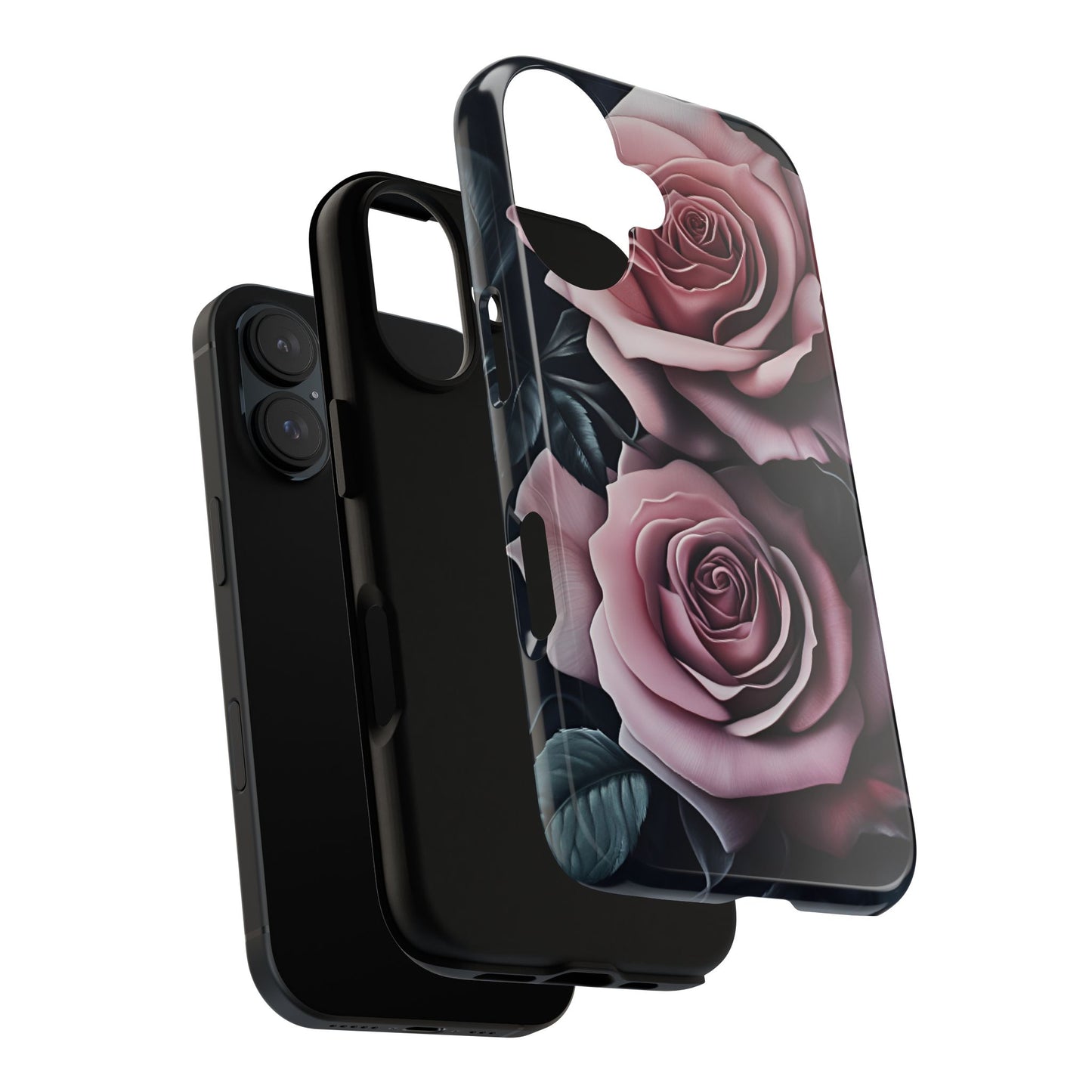 Pastel Goth Roses Phone Case - Gothic Black and Pink Flowers Phone Cases for iPhone 16 15 14 13 12 11, Samsung Galaxy & Google Pixel