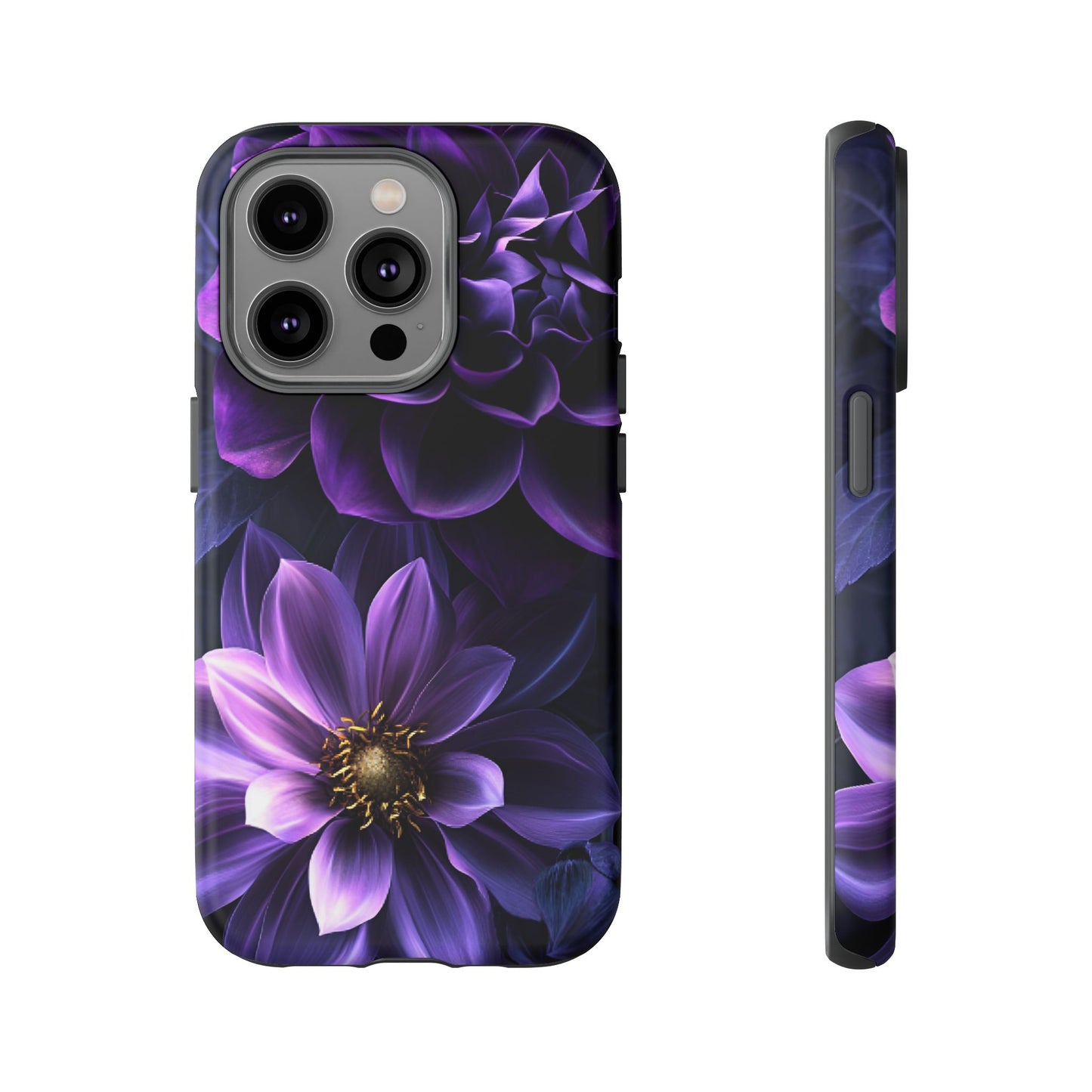 Black and Purple Flowers Phone Case - Dark Gothic Bloom Phone Cases - iPhone 16 15 14 13 12 11, Samsung Galaxy & Google Pixel Phone Covers