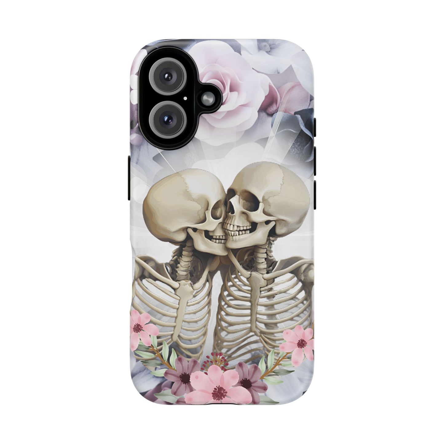 Skeleton Couple Phone Case - Floral Love Halloween Phone Cases for iPhone 16 15 14 13 12 11, Samsung Galaxy & Google Pixel