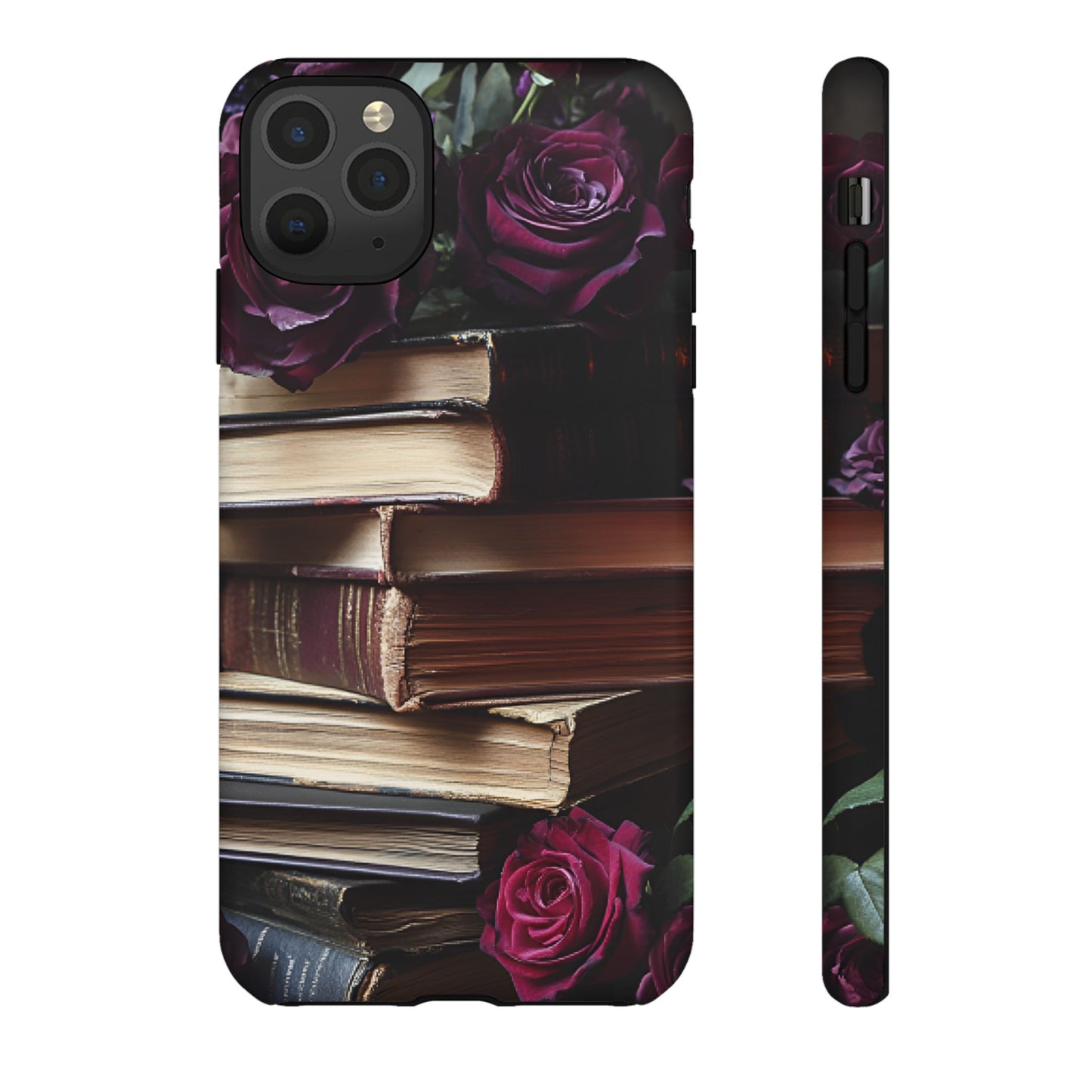 Books and Roses Phone Case - Bookish Dark Academia Phone Cover for iPhone 16 15 14 13 12 11, Samsung Galaxy & Google Pixel