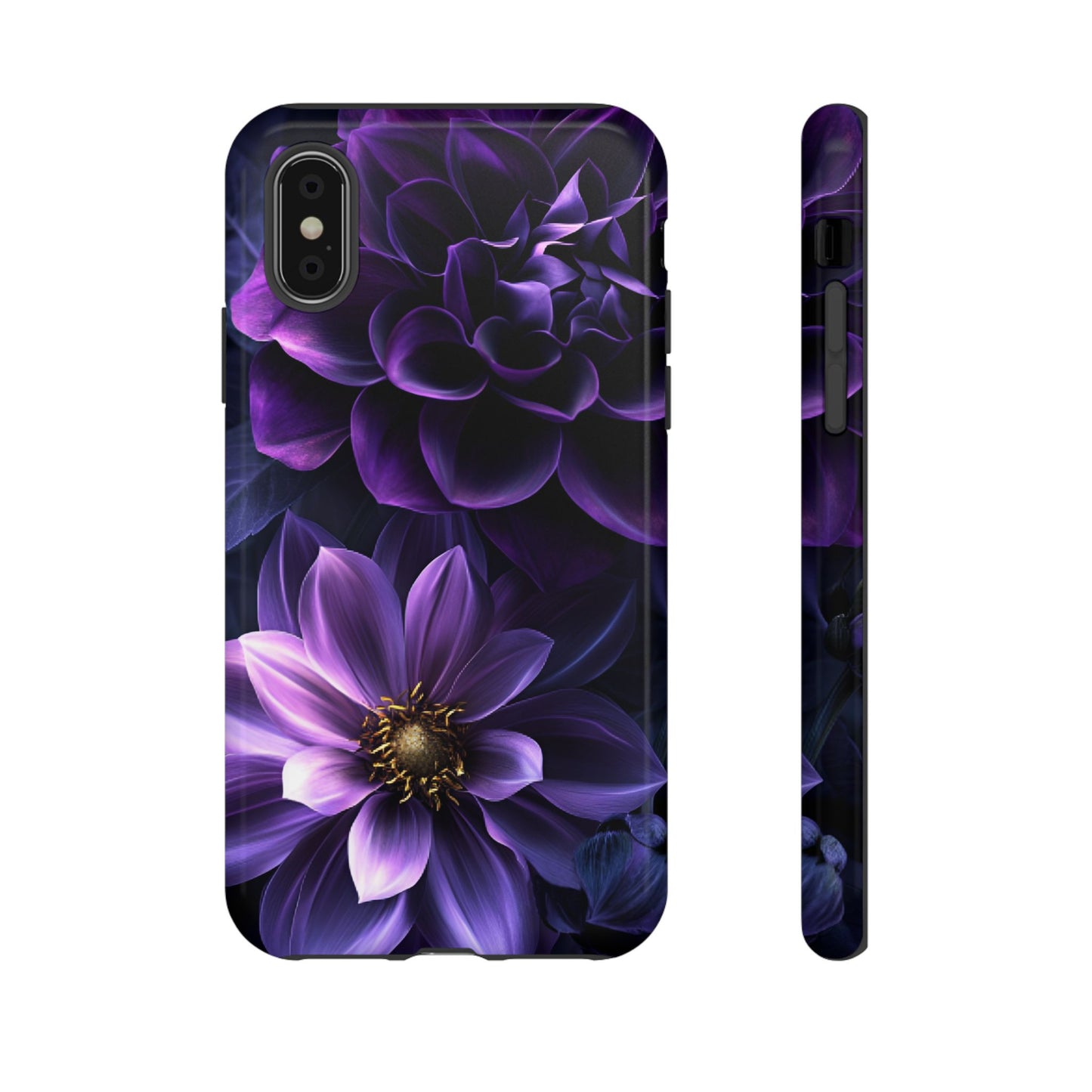 Black and Purple Flowers Phone Case - Dark Gothic Bloom Phone Cases - iPhone 16 15 14 13 12 11, Samsung Galaxy & Google Pixel Phone Covers - Boo and Bewear