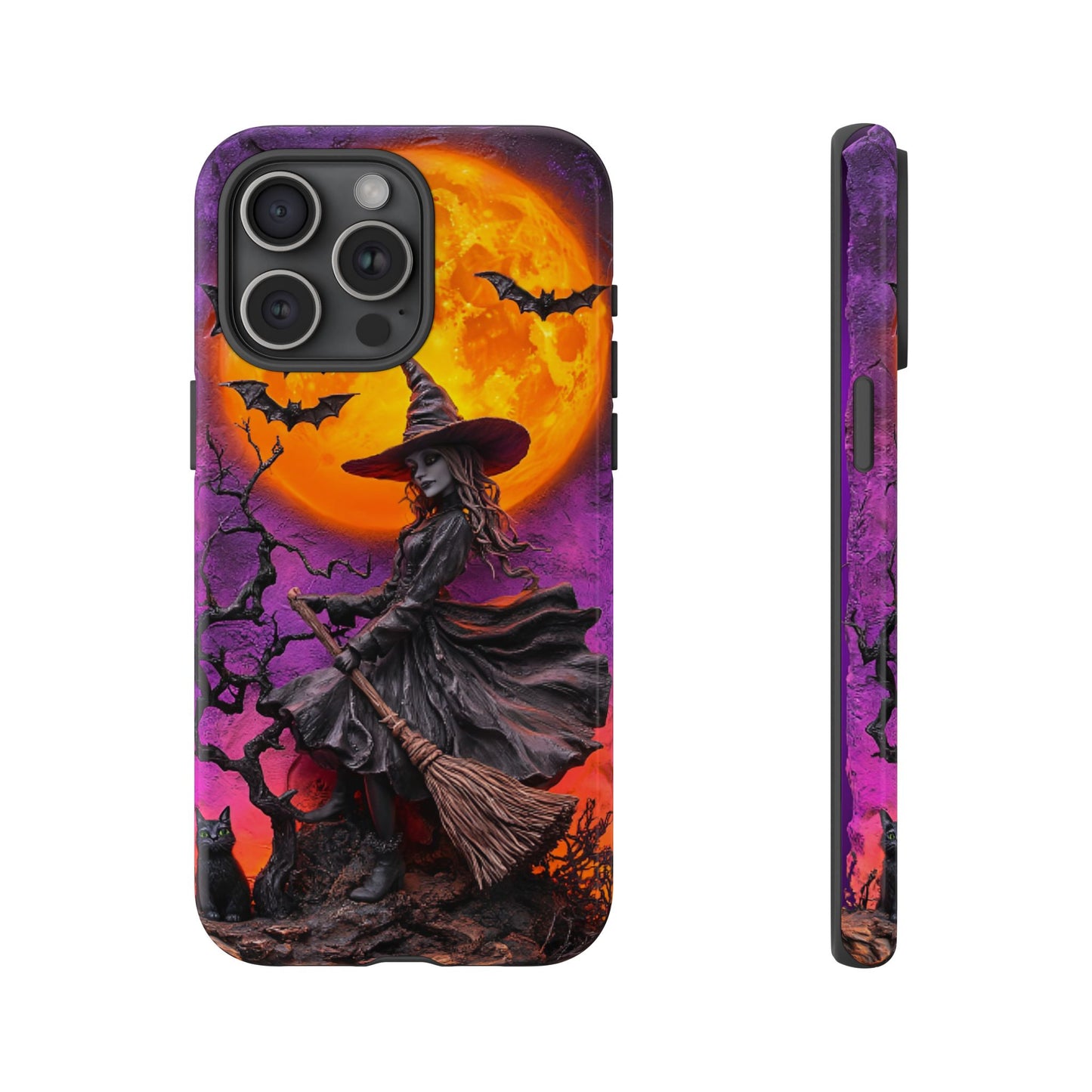 Witch and Bats Phone Case - Witchy Halloween Phone Cases for iPhone 16 15 14 13 12 11, Samsung Galaxy & Google Pixel