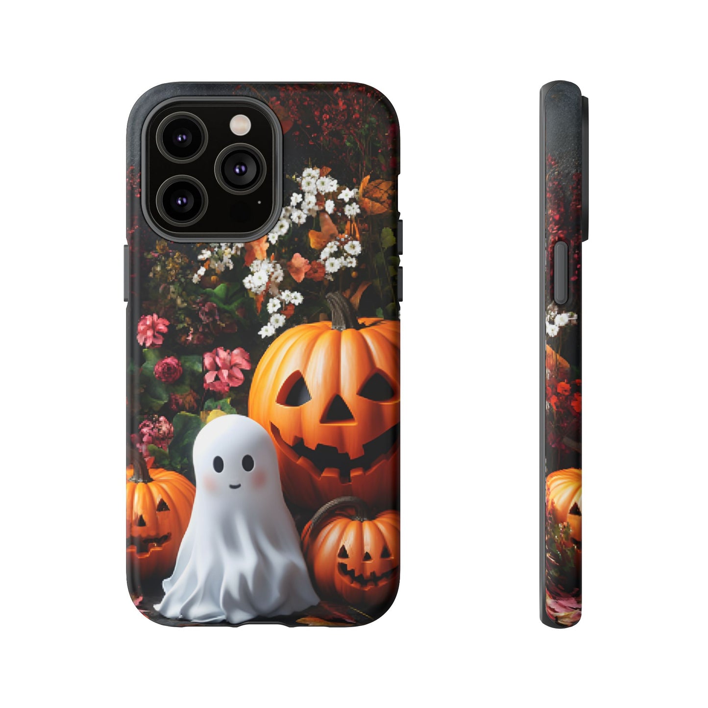 Halloween Phone Case with Cute Ghost and Pumpkins for iPhone 16 15 14 13 12 11, Samsung Galaxy & Google Pixel