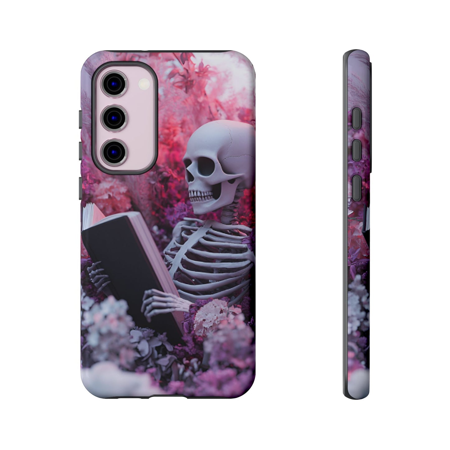 Bookish Skeleton Phone Case - Spooky Floral Halloween Phone Cases for Phone 16 15 14 13 12 11, Samsung Galaxy & Google Pixel