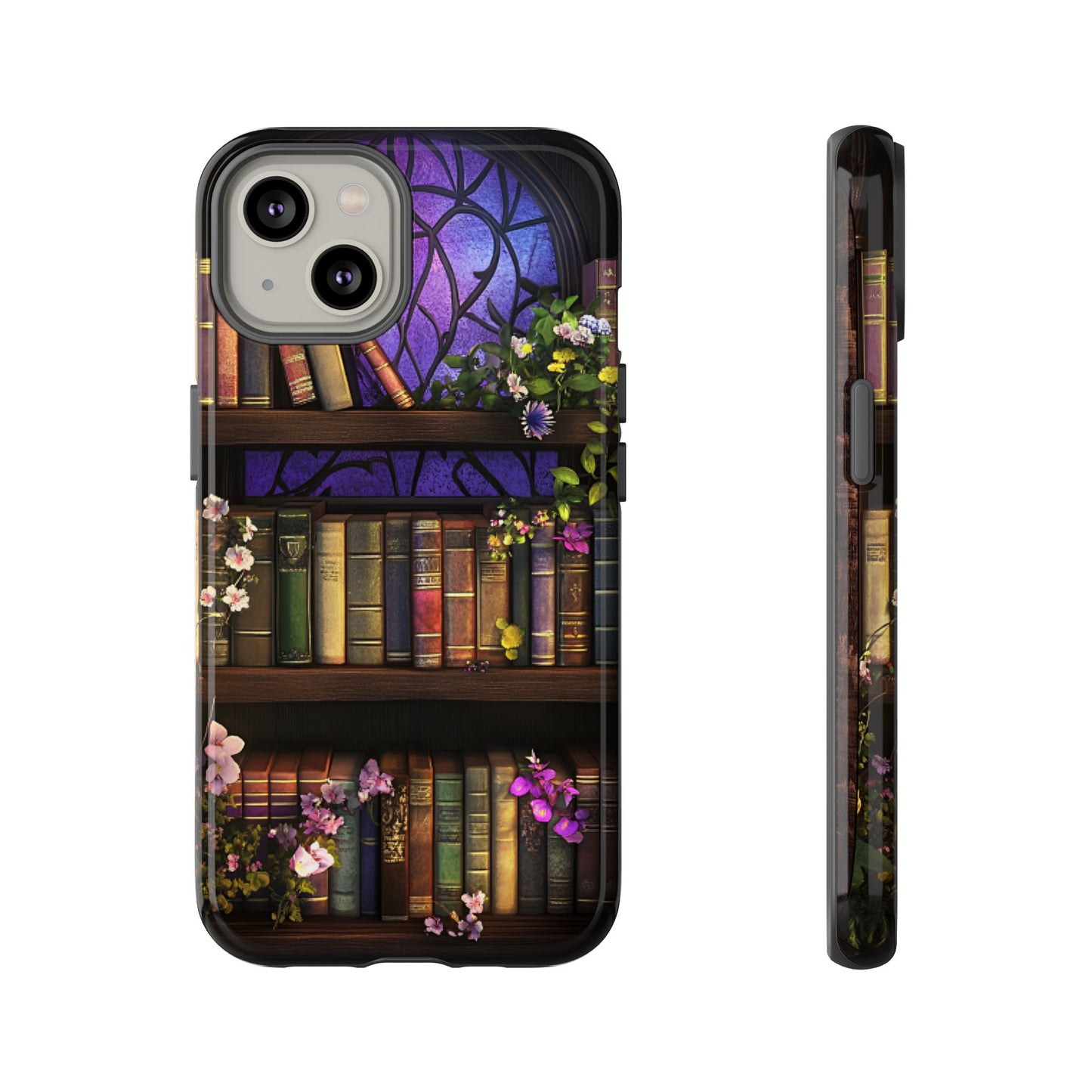 Bookshelf Phone Case - Dark Academia Stained Glass Phone Cases for iPhone 16 15 14 13 12 11, Samsung Galaxy & Google Pixel