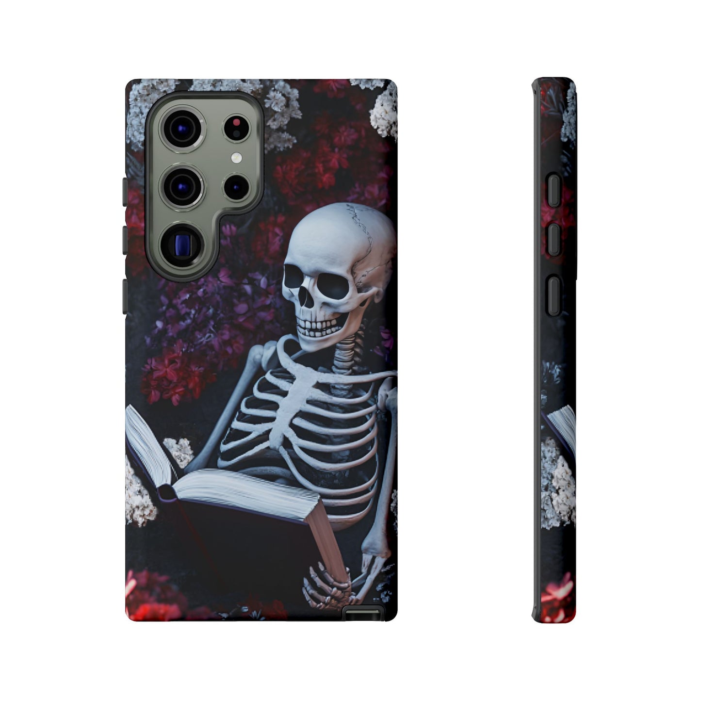 Skeleton Reading Book Phone Case - Bookish Halloween Phone Cases - iPhone 16 15 14 13 12 11, Samsung Galaxy & Google Pixel Phone Covers