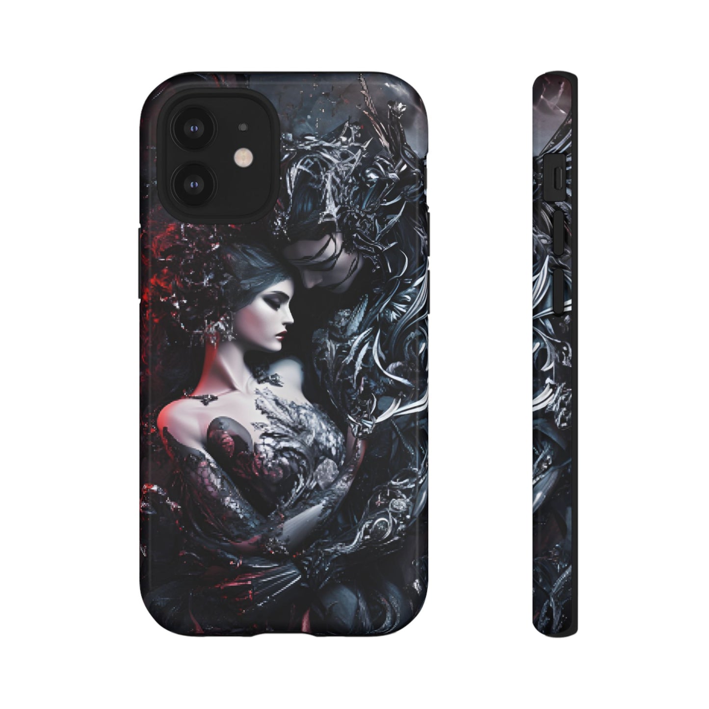 Gothic Couple Phone Case - Victorian Goth Valentine's Day Phone Cases for iPhone 16 15 14 13 12 11, Samsung Galaxy & Google Pixel