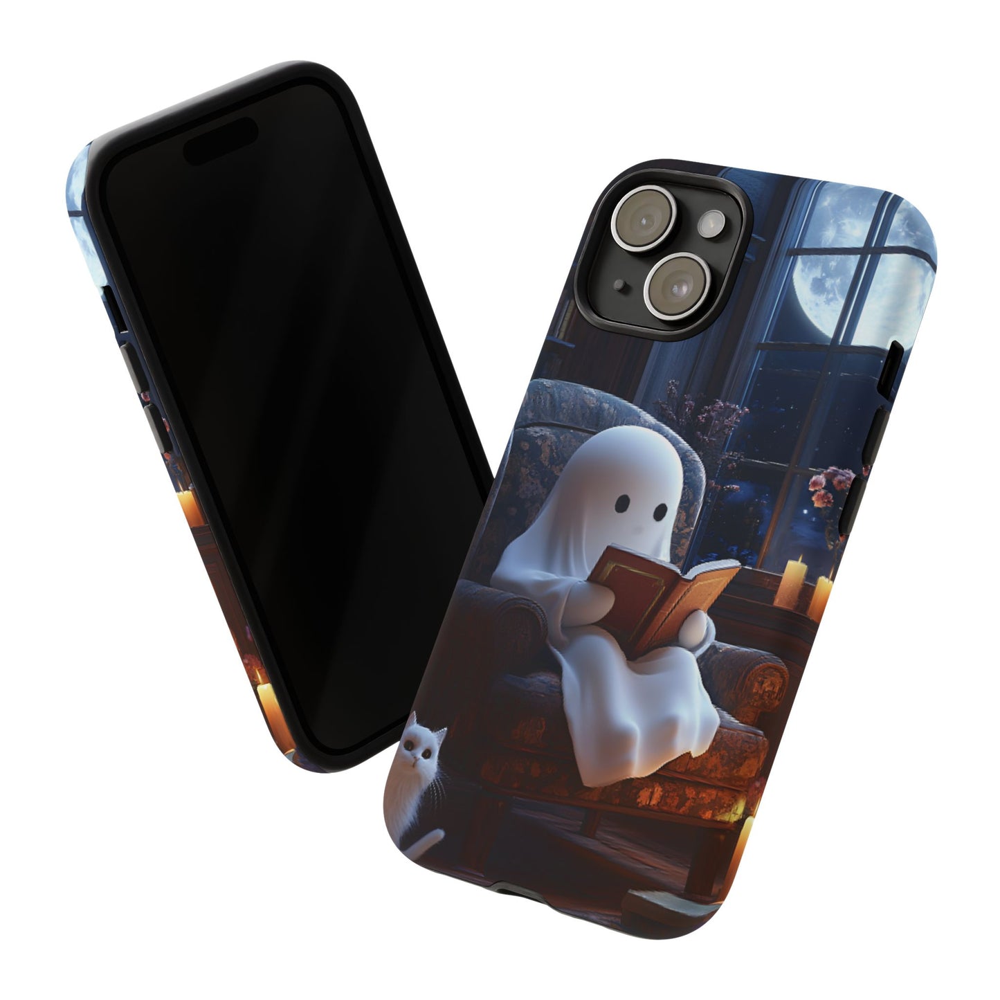 Ghost Reading Book Phone Case - Bookish Halloween Phone Cases for iPhone 16 15 14 13 12 11, Samsung Galaxy & Google Pixel