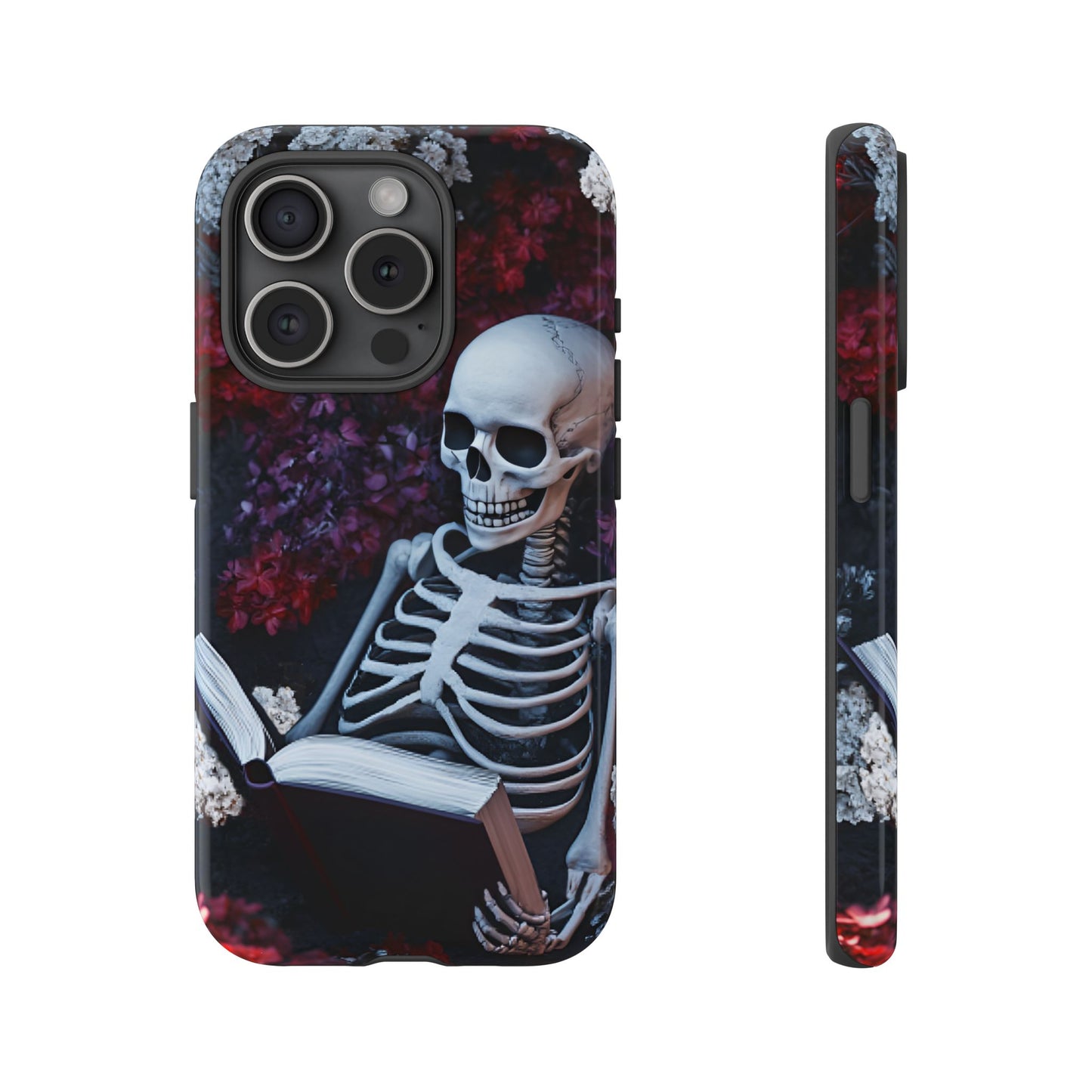 Skeleton Reading Book Phone Case - Bookish Halloween Phone Cases for iPhone 16 15 14 13 12 11, Samsung Galaxy & Google Pixel